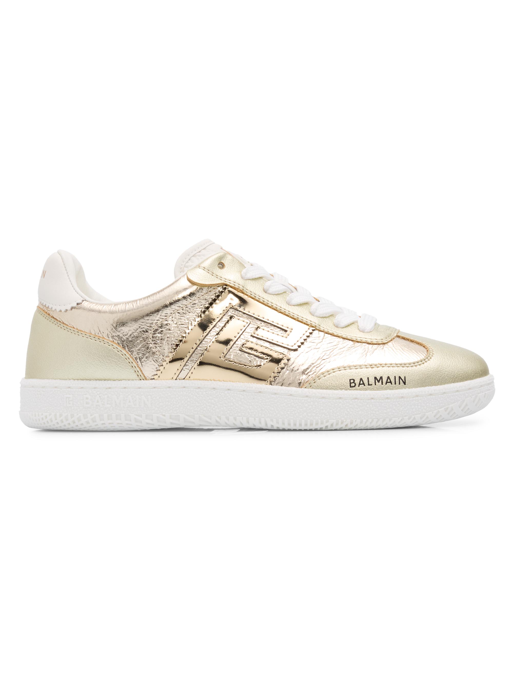 Balmain Women's Swan Faux Laminated Low-Top Sneakers - Blanc