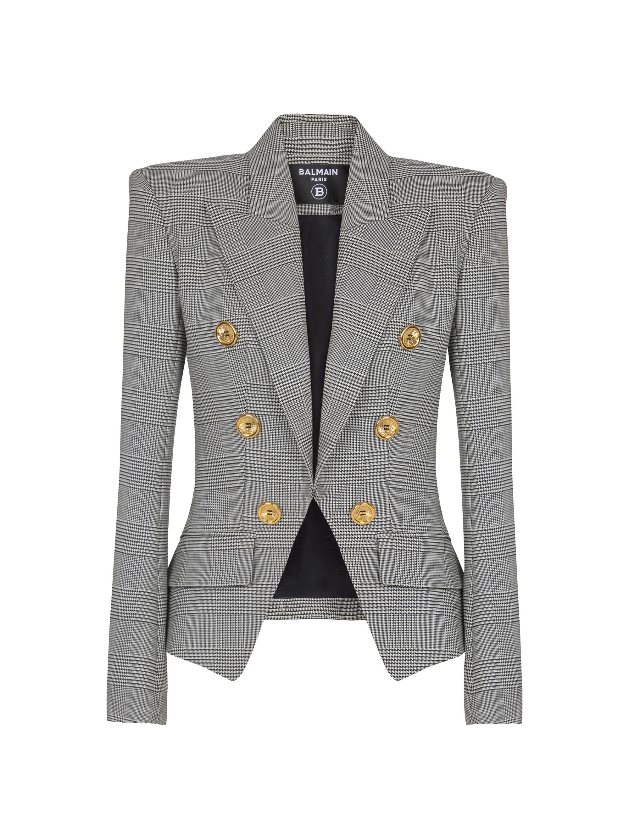 Balmain Women's Glen Check Jacquard Blazer - Noir Blanc