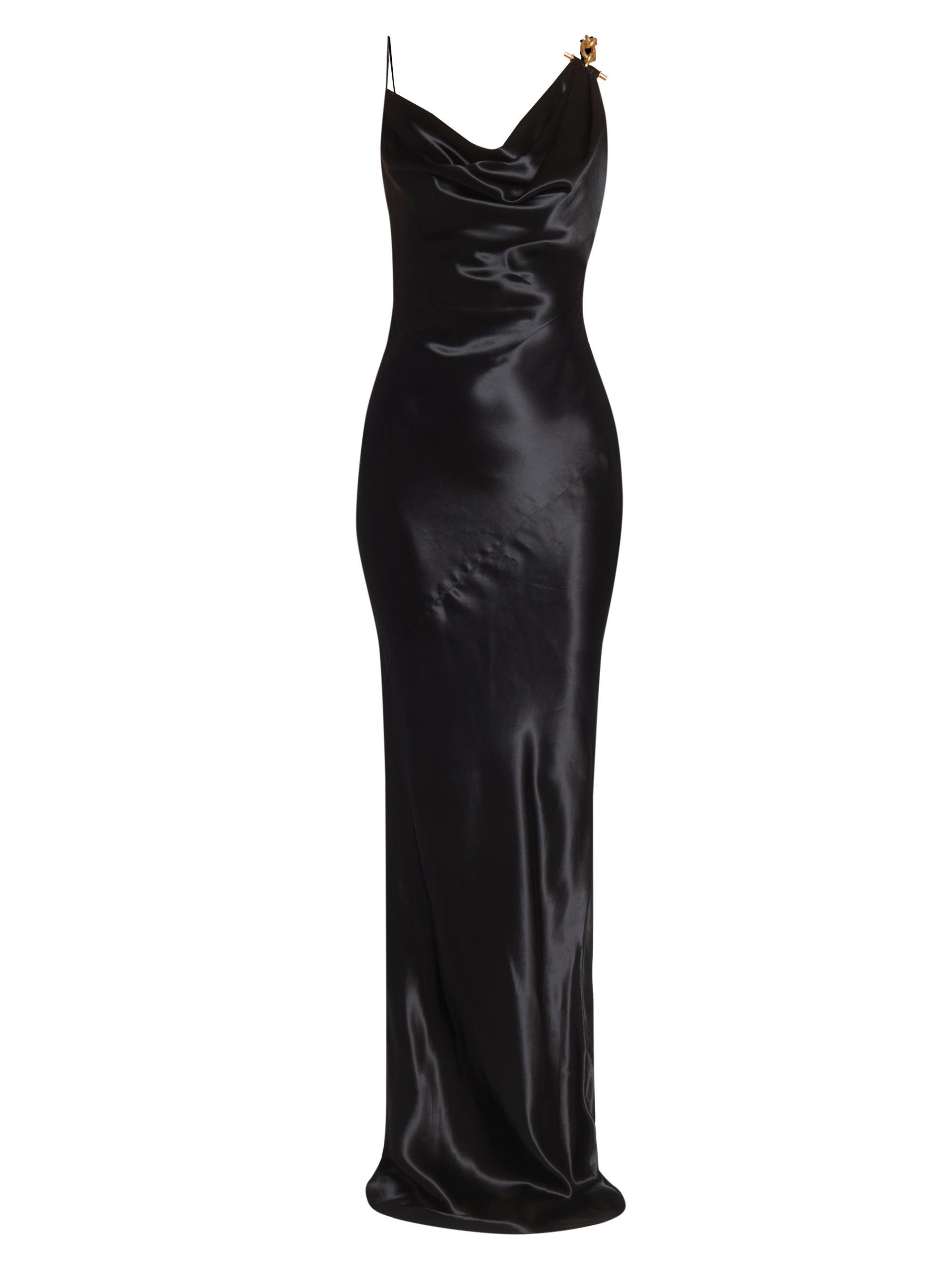 Balmain Women's Chain-Strap Satin Gown - Noir