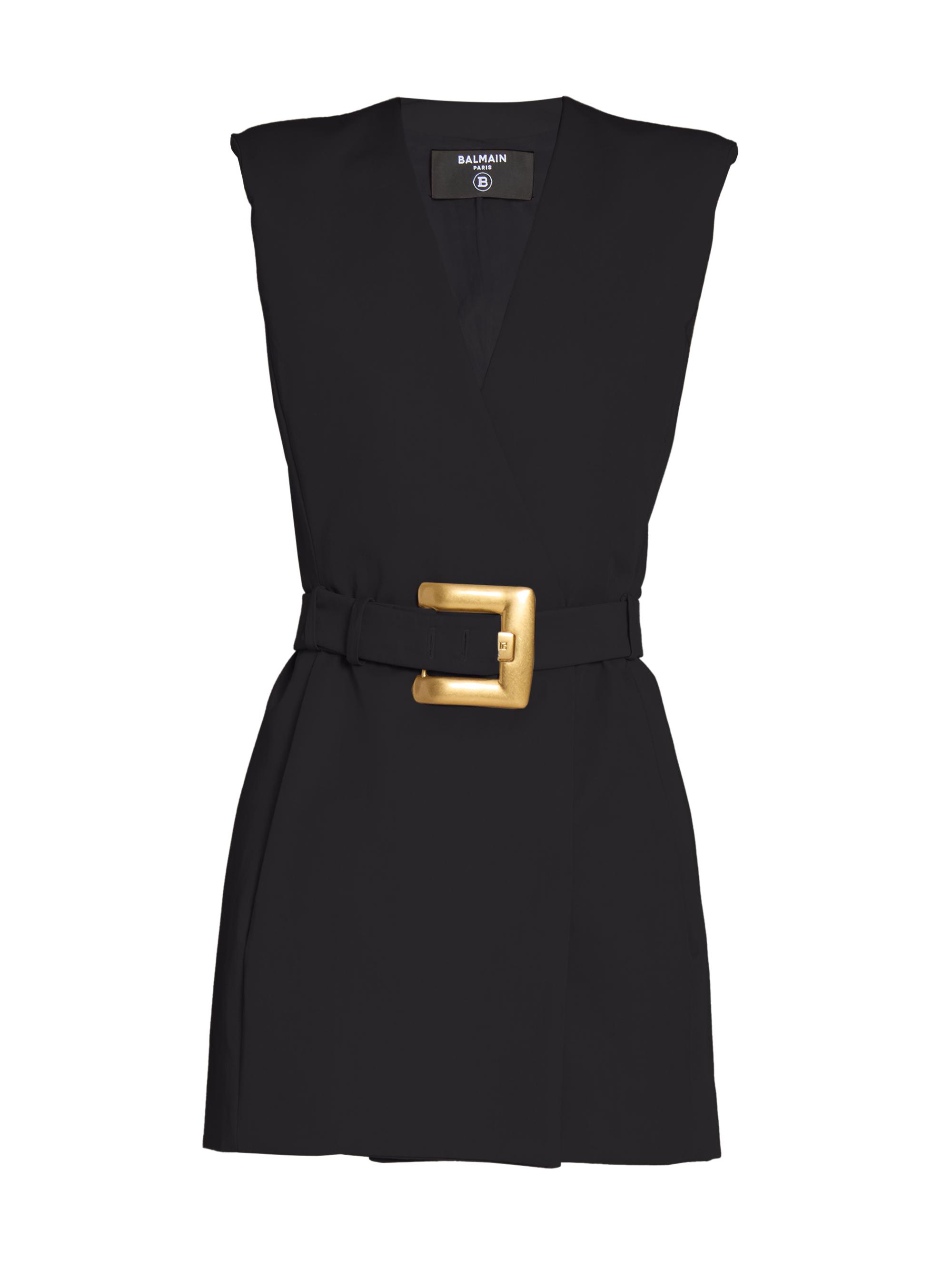 Balmain Women's Wool Grain De Poudre Belted Minidress - Black