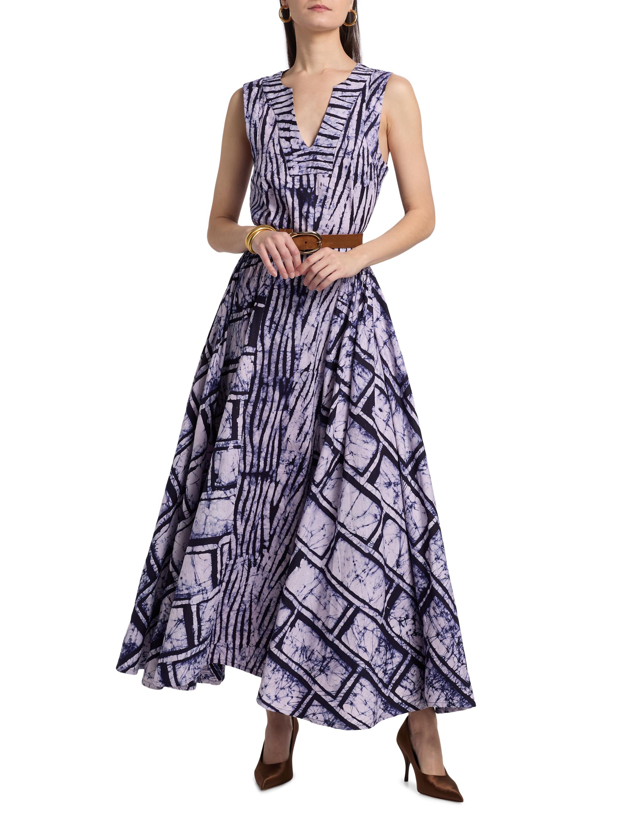 Busayo Women's Shade Ikat-Inspired Cotton Maxi Dress - Blue | Thumbnail 3