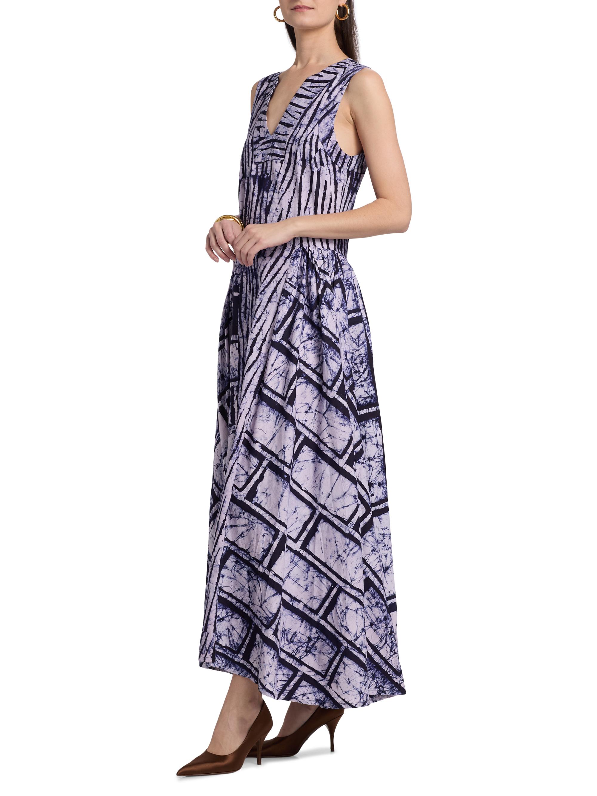 Busayo Women's Shade Ikat-Inspired Cotton Maxi Dress - Blue | Thumbnail 4