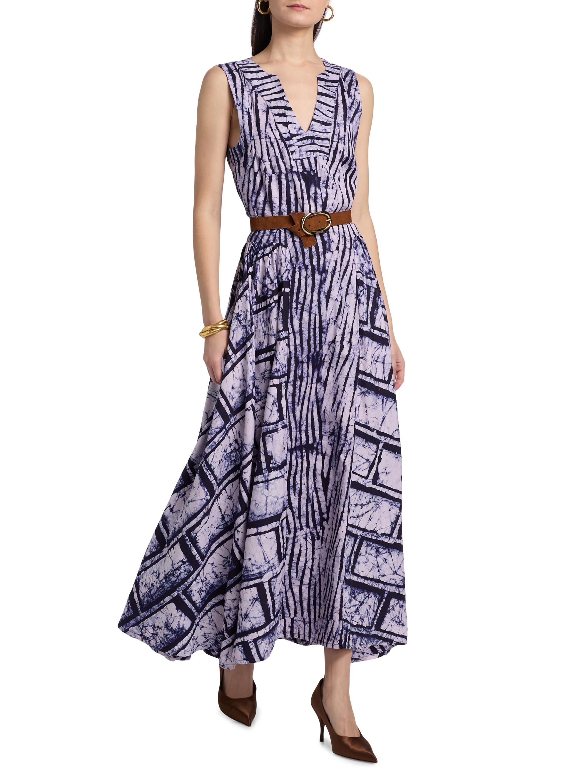 Busayo Women's Shade Ikat-Inspired Cotton Maxi Dress - Blue | Thumbnail 2