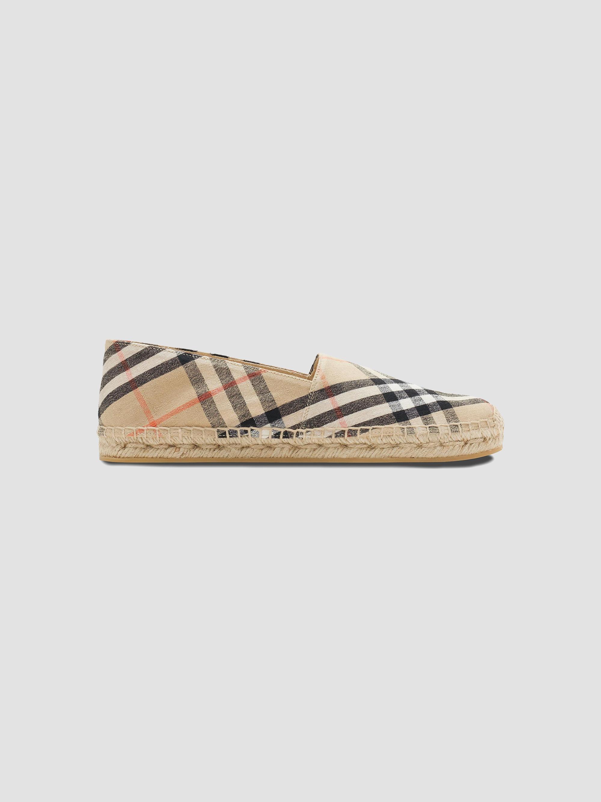 Burberry Women's Mews Linen Check Espadrille Flats - Sand Ip Check | Thumbnail 8