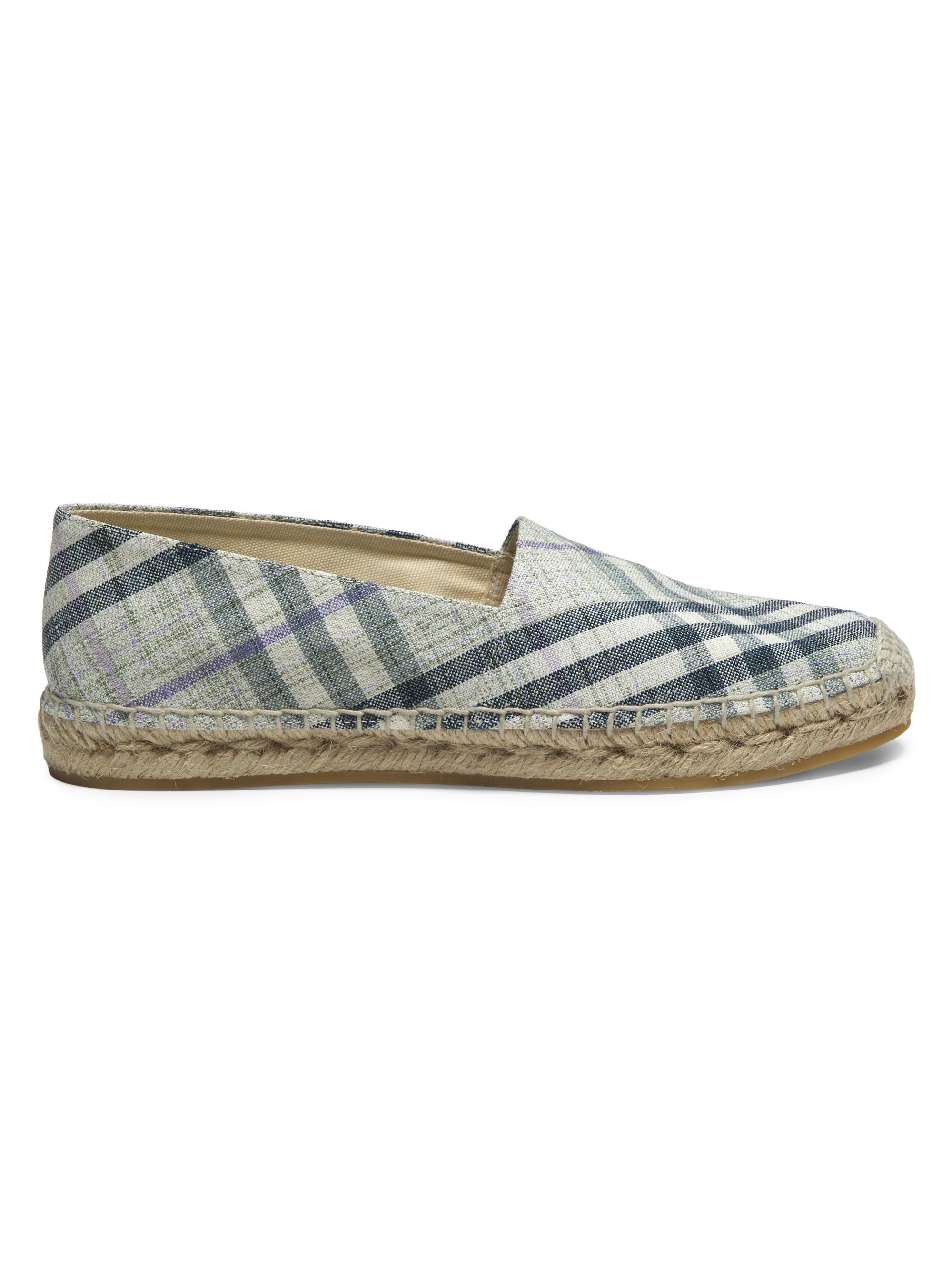 Burberry Women's Mews Linen Check Espadrille Flats - Seafoam Green Ip Check