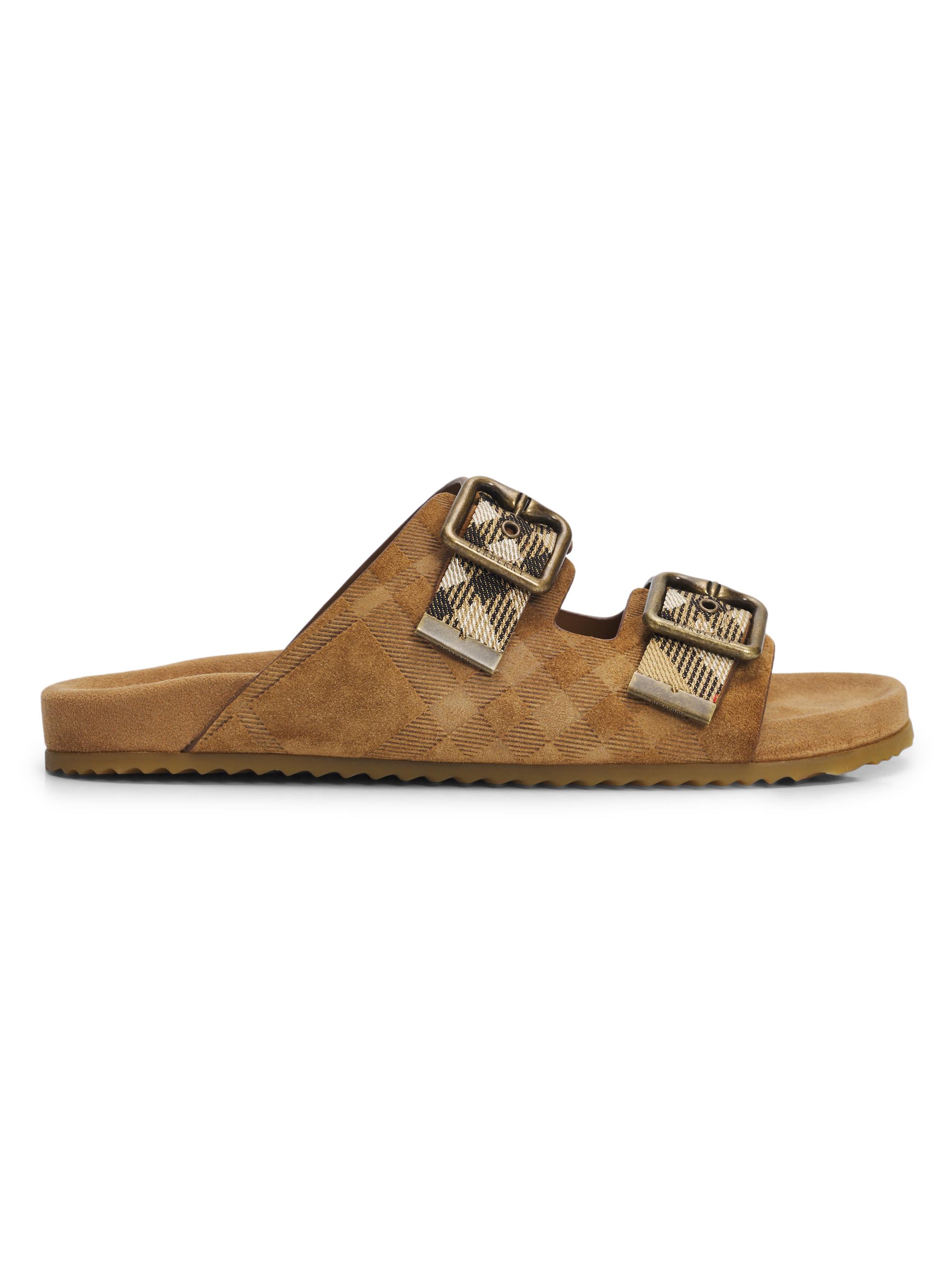 Burberry Women's Urchin Checked Suede Sandals - Jute