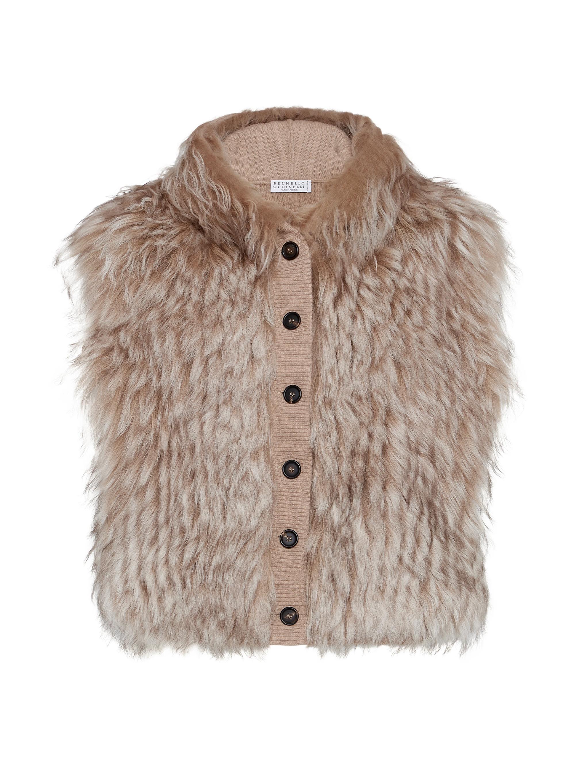 Brunello Cucinelli Women's Cozy Shearling Hooded Vest in Cashmere - Light Brown