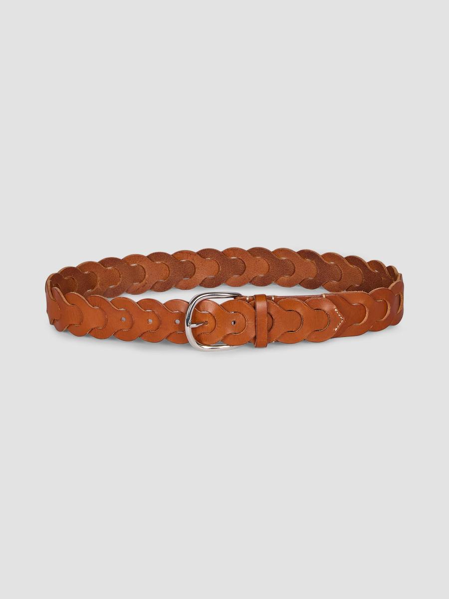 SAKS Fifth Avenue Genuine Leather Braided Belt Bronze Women’s Size S. Vintage Brown Braided Saks Fifth Avenue Leather Belt Brass  main image 3