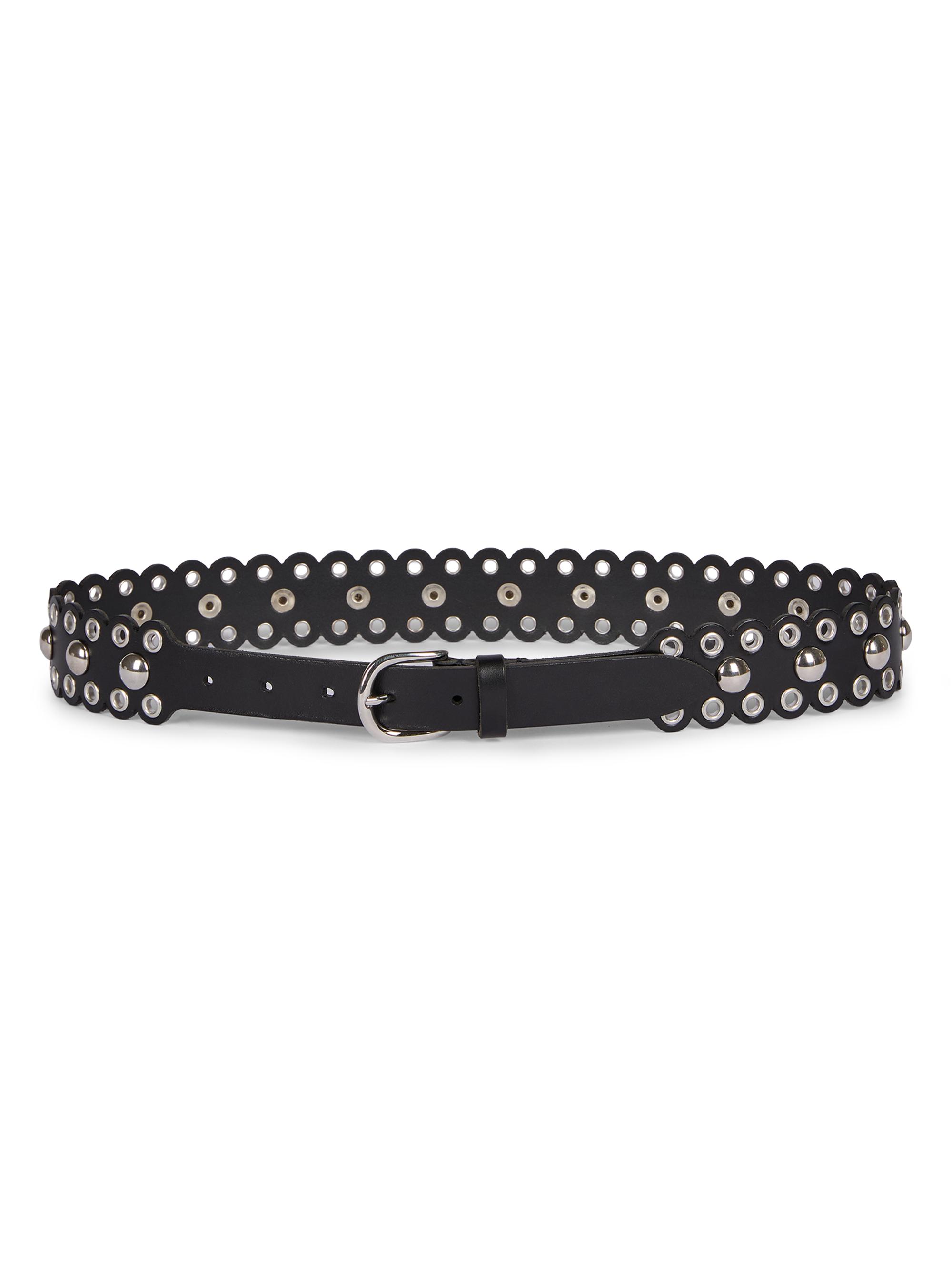 Isabel Marant Women's Zalla Studded Leather Belt - Black Silver