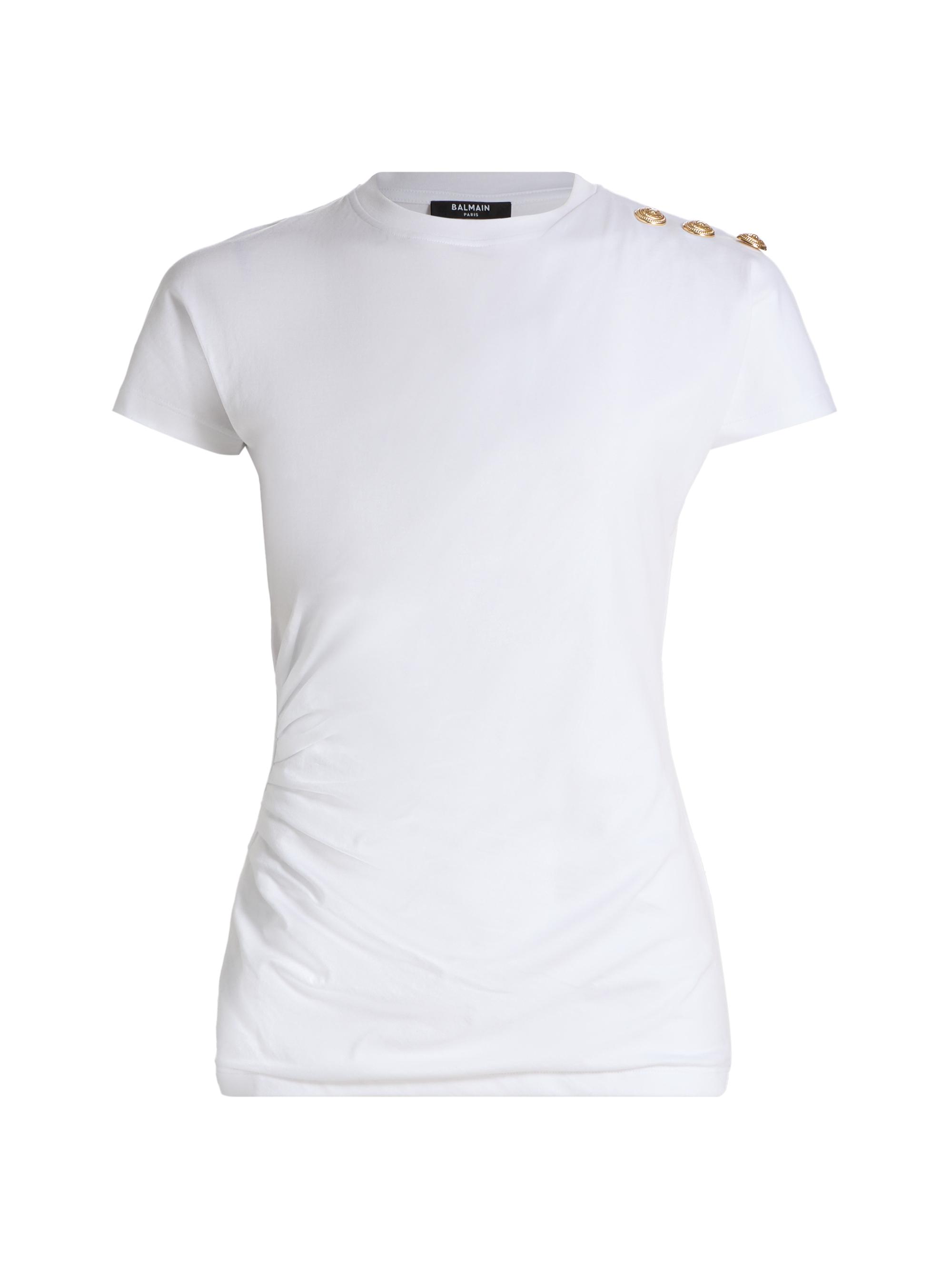 Balmain 3-Buttons Draped T-Shirt | Saks Fifth Avenue