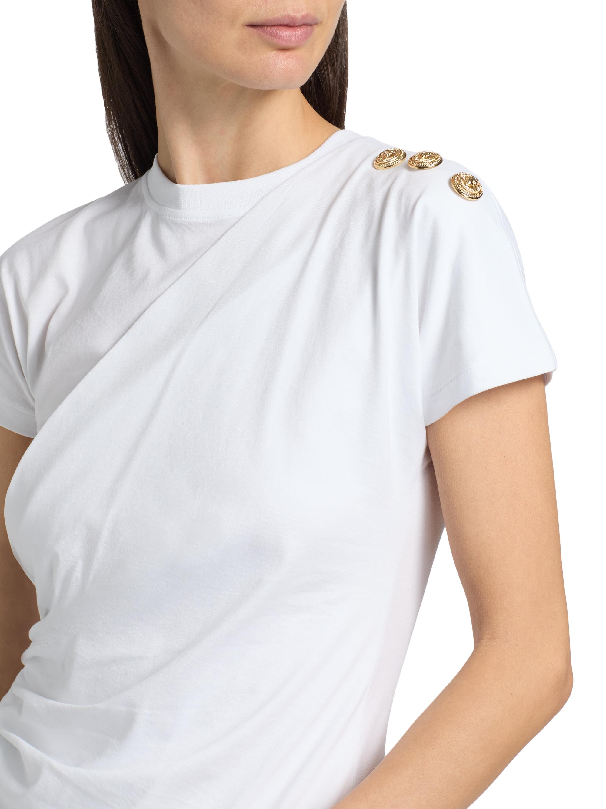 Balmain 3-Buttons Draped T-Shirt | Saks Fifth Avenue