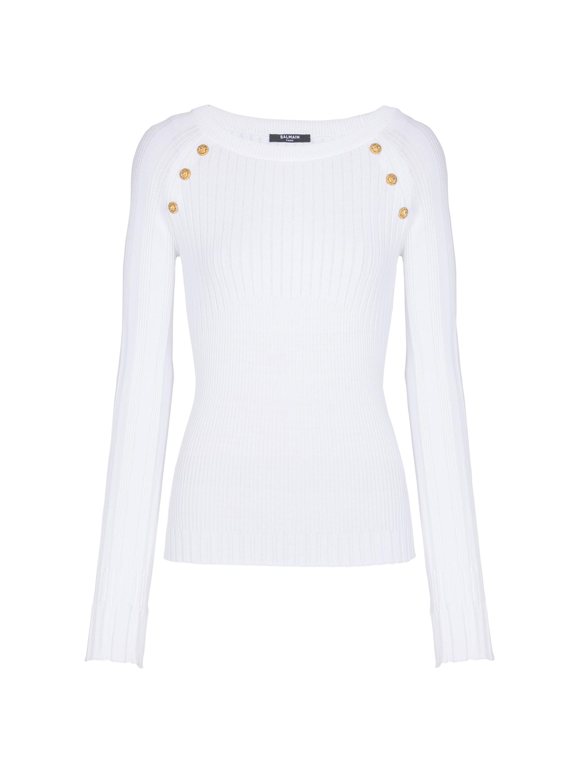 Balmain Rib-Knit Padded Shoulder Cardigan | Saks Fifth Avenue