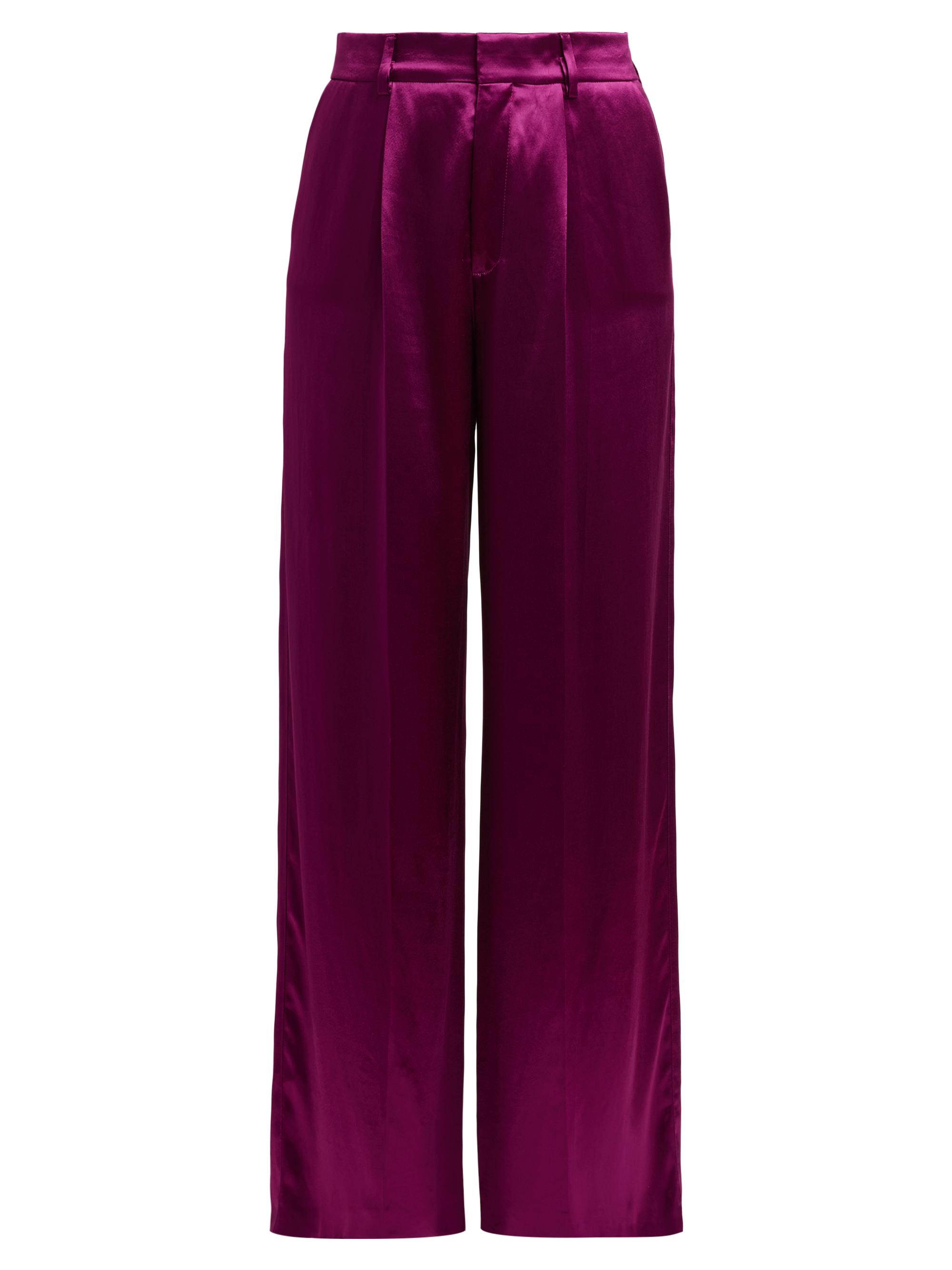 Alberta Ferretti Women's Satin Wide-Leg Pants - Violet