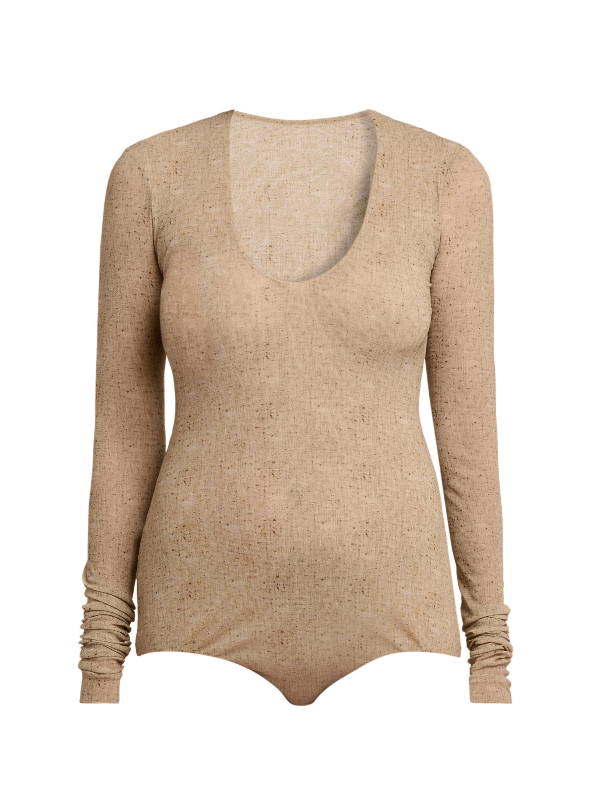 Alberta Ferretti Women's V-Neck Bodysuit - Beige