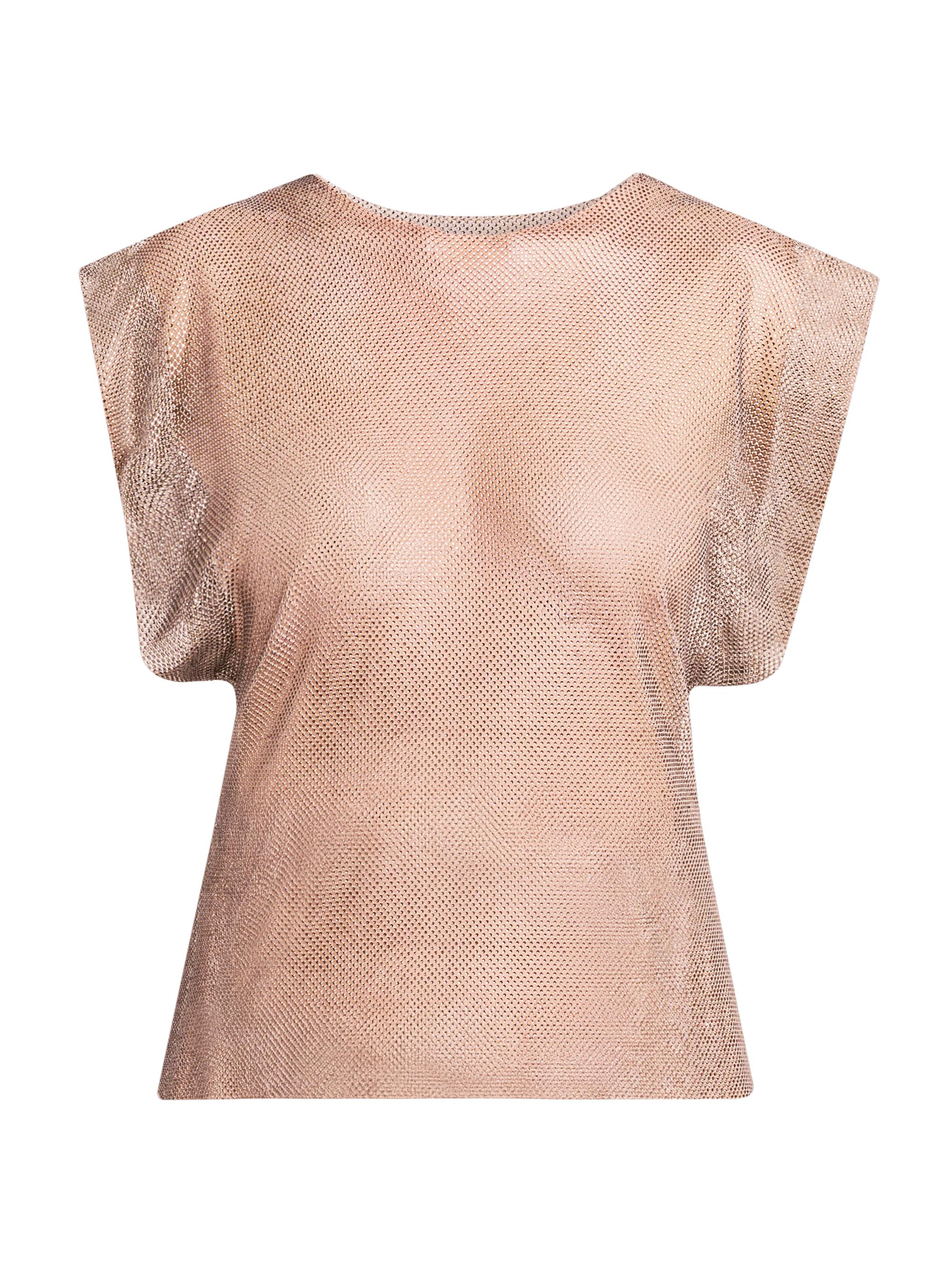 Alberta Ferretti Women's Metallic Sheer T-Shirt - Multi Pink