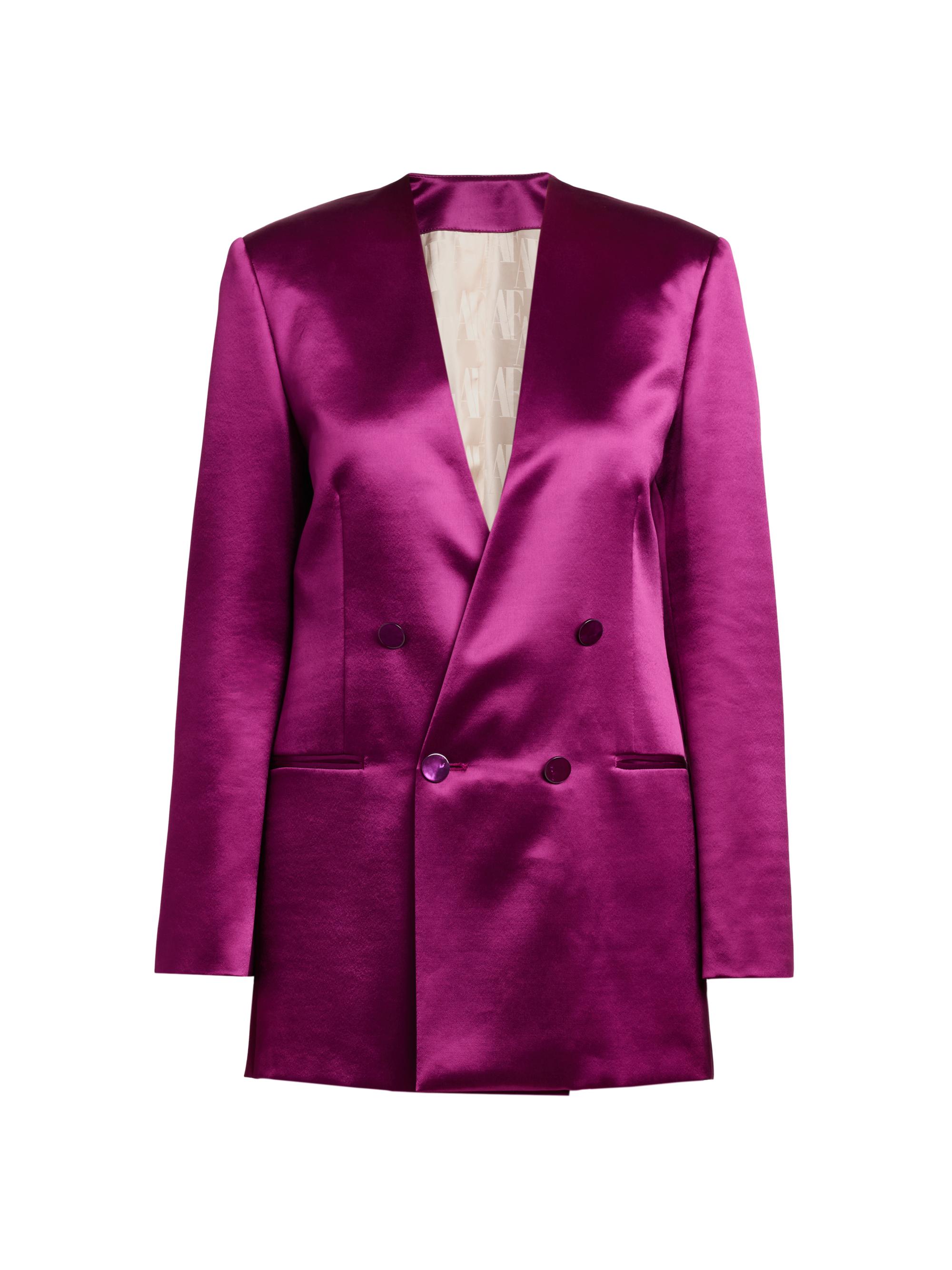 Alberta Ferretti Women's Satin Double-Breasted Blazer - Violet
