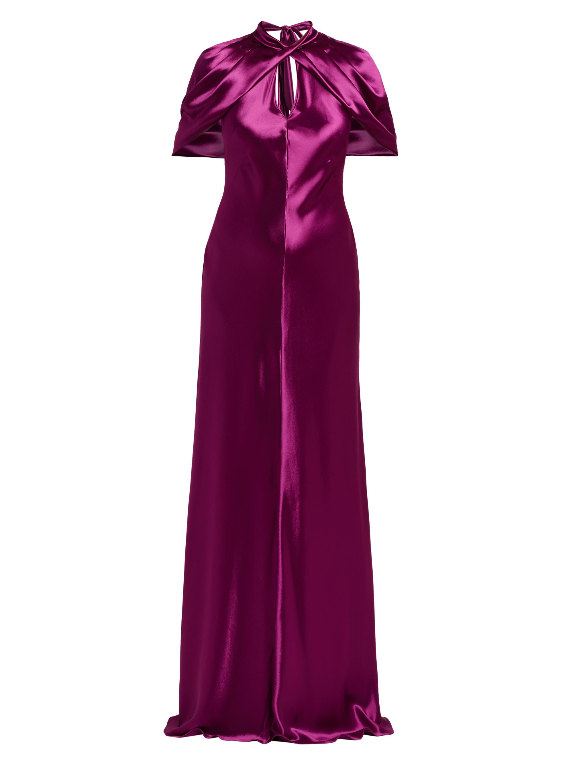 Alberta Ferretti Women's Satin A-Line Capelet Gown - Violet