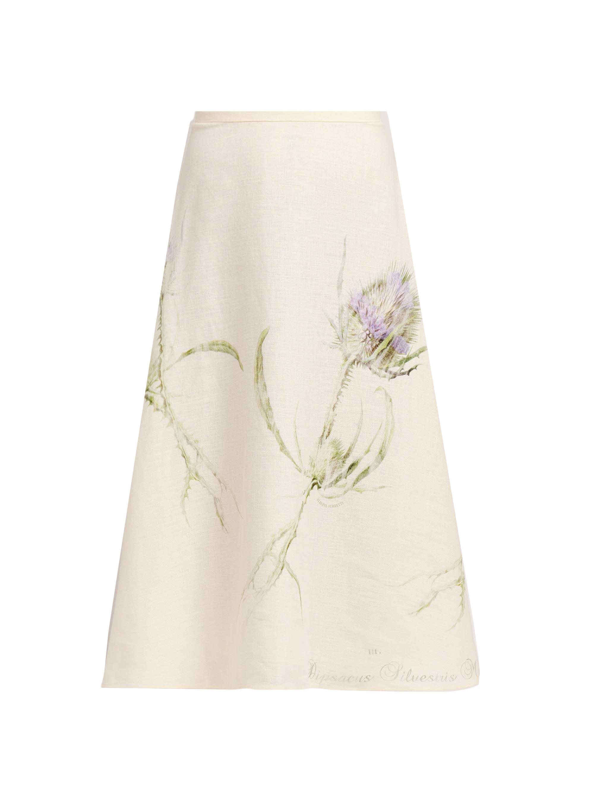 Alberta Ferretti Women's Floral Linen A-Line Midi-Skirt