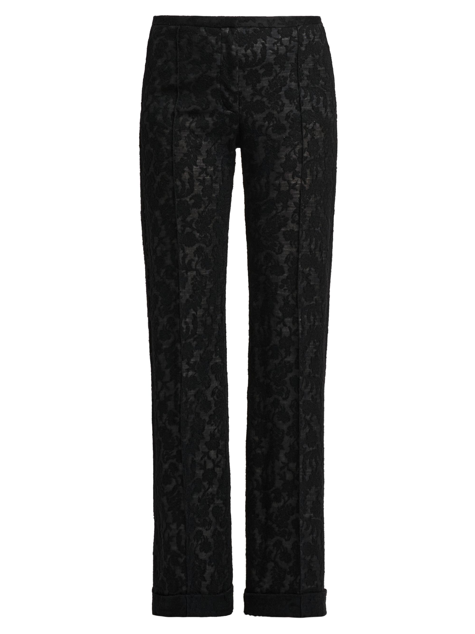 Alberta Ferretti Women's Lace Mid-Rise Straight-Leg Pants - Black