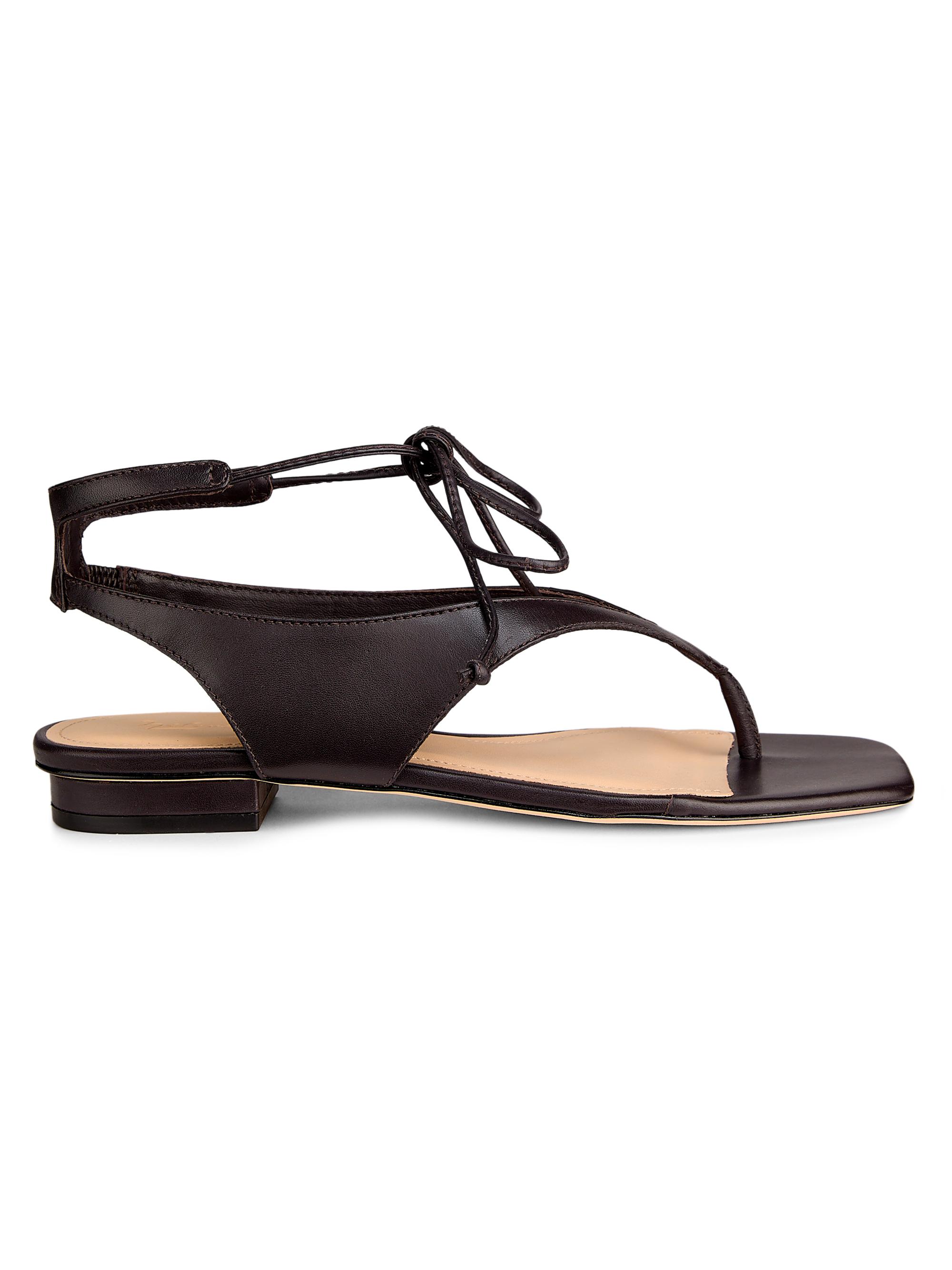 22élevé Women's Leather Ankle-Wrap Sandals - Espresso