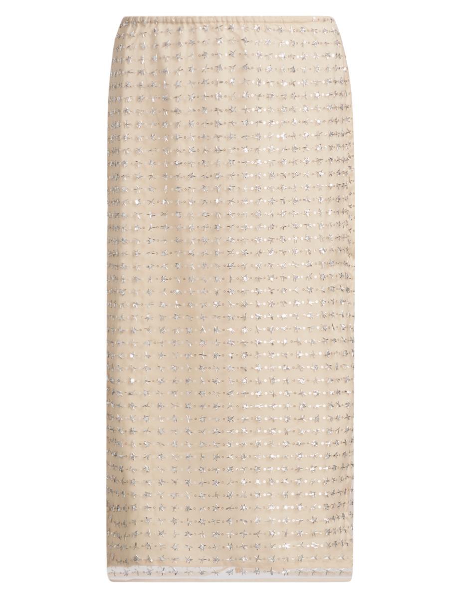 Staud Women's Casey Embellished Midi-skirt In Silver