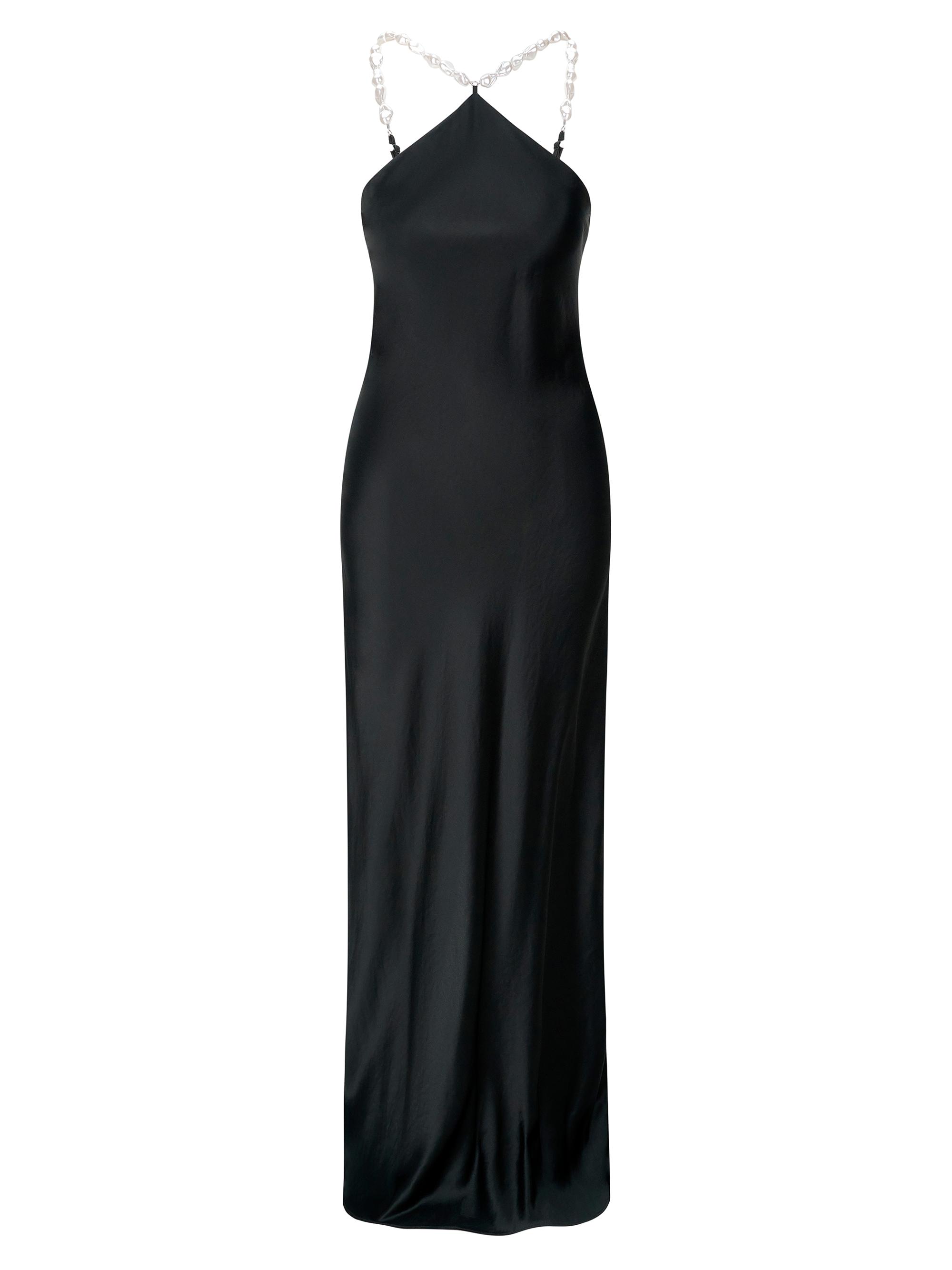 Staud Women's Cadence Imitation Pearl-Embellished Satin Maxi Dress - Black
