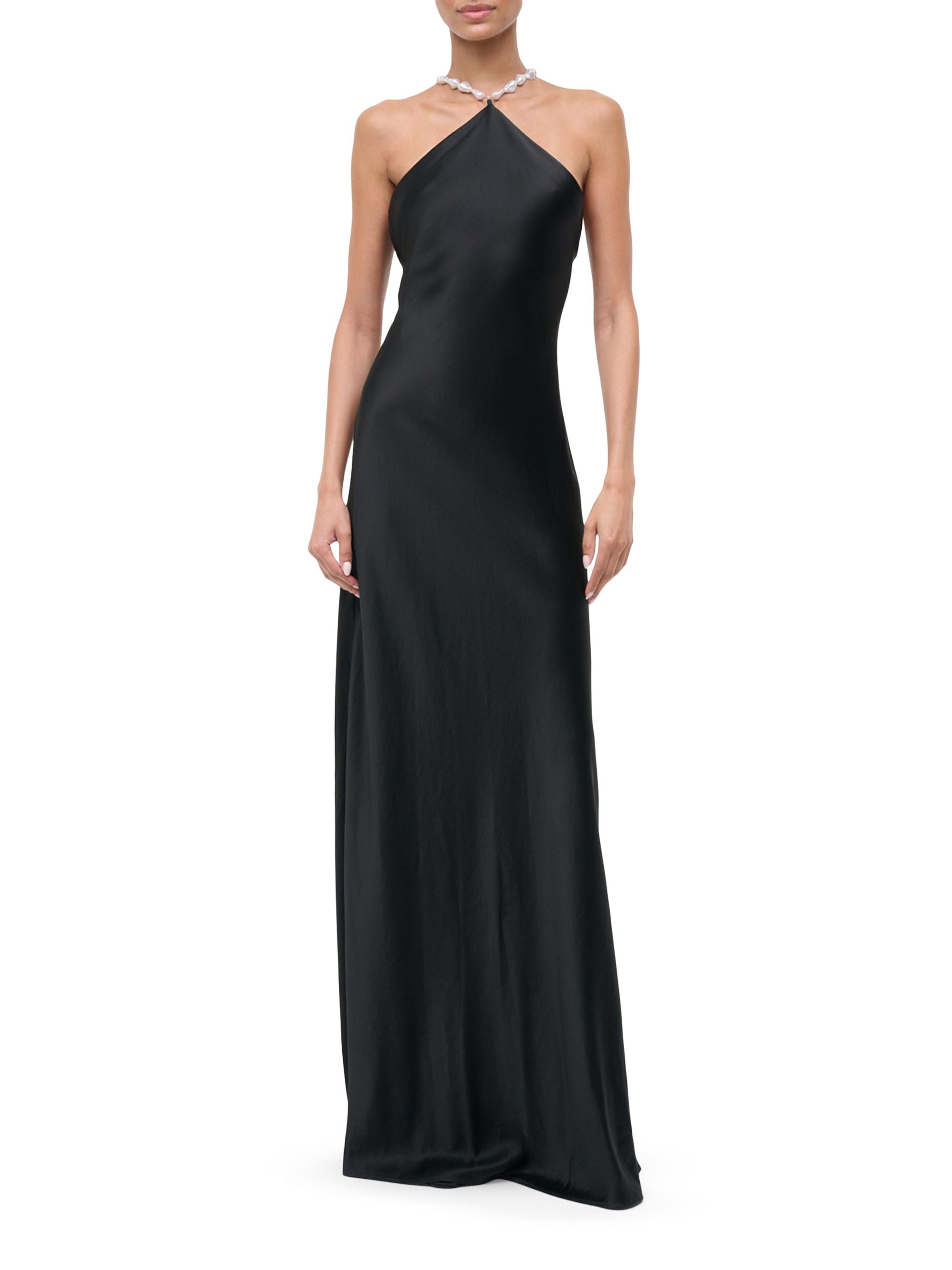 knee length dresses for ladies Beaded Satin Fitted V-Neck Gown by Ladivine CD752  ABC Fashion