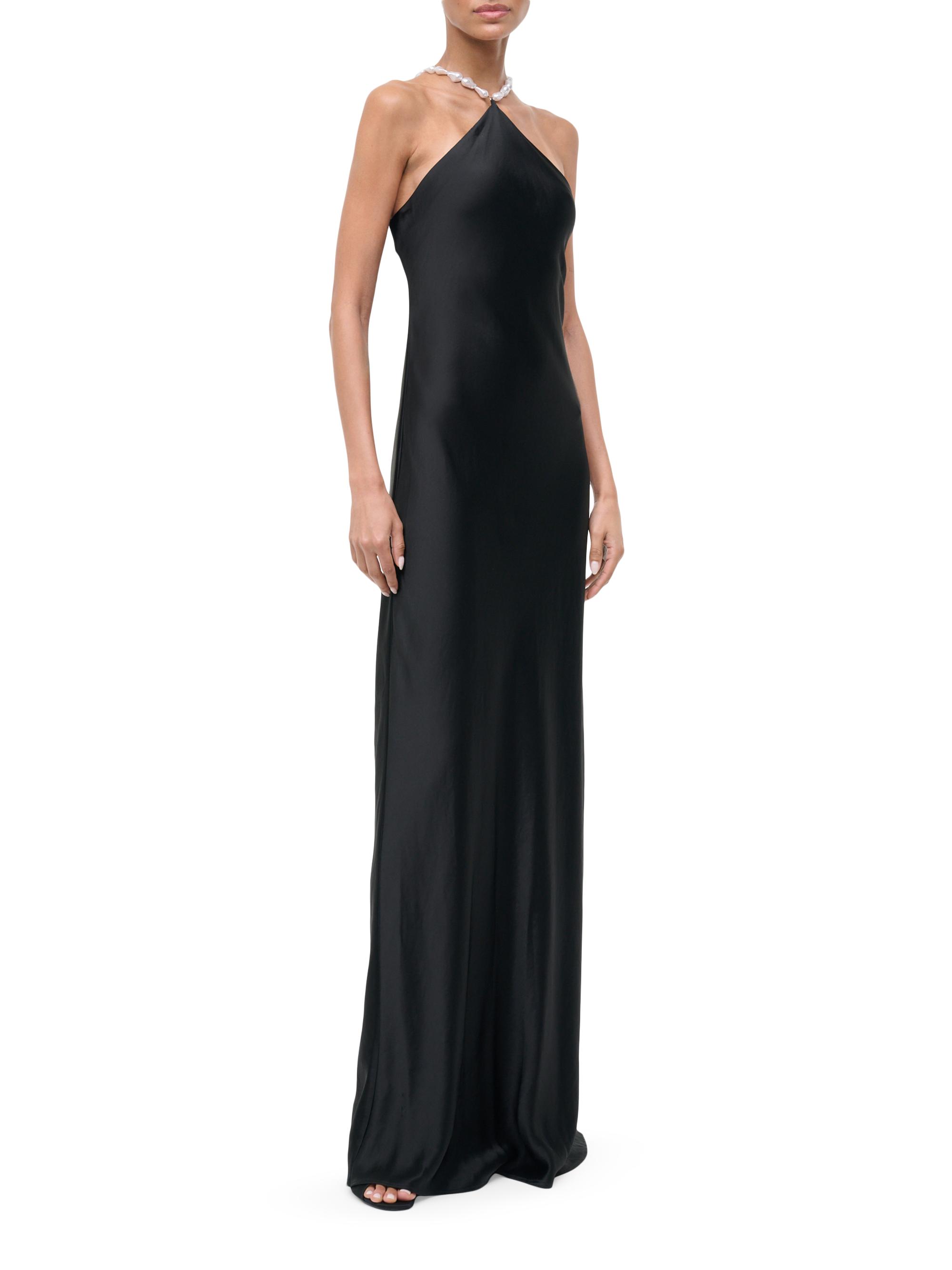 chinese dress ladies Edel Pink Satin Strapless Maxi Dress With Drape – Club L London
