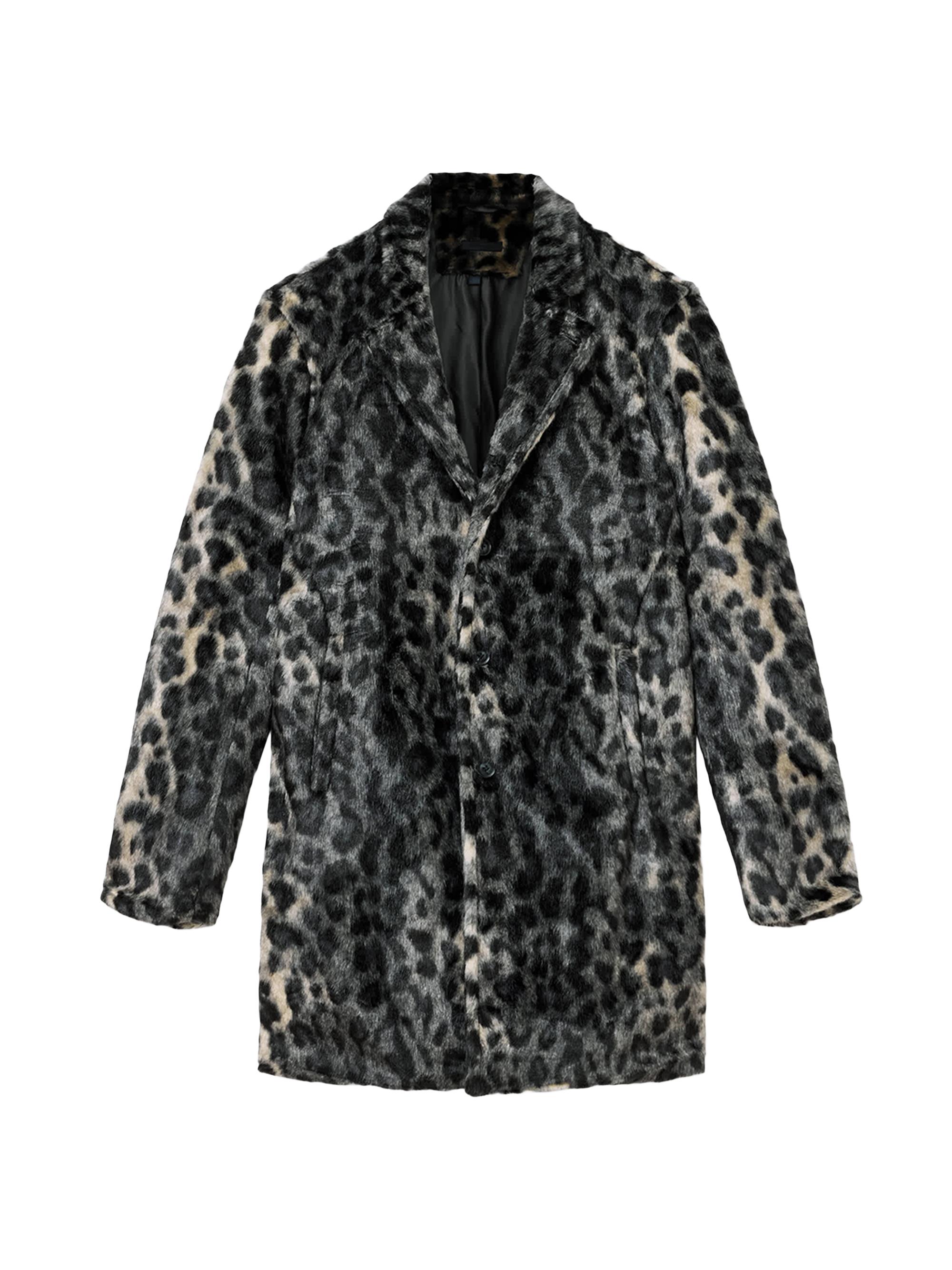 John Varvatos Templeton Leopard-Effect Faux-Fur Top Coat | Saks