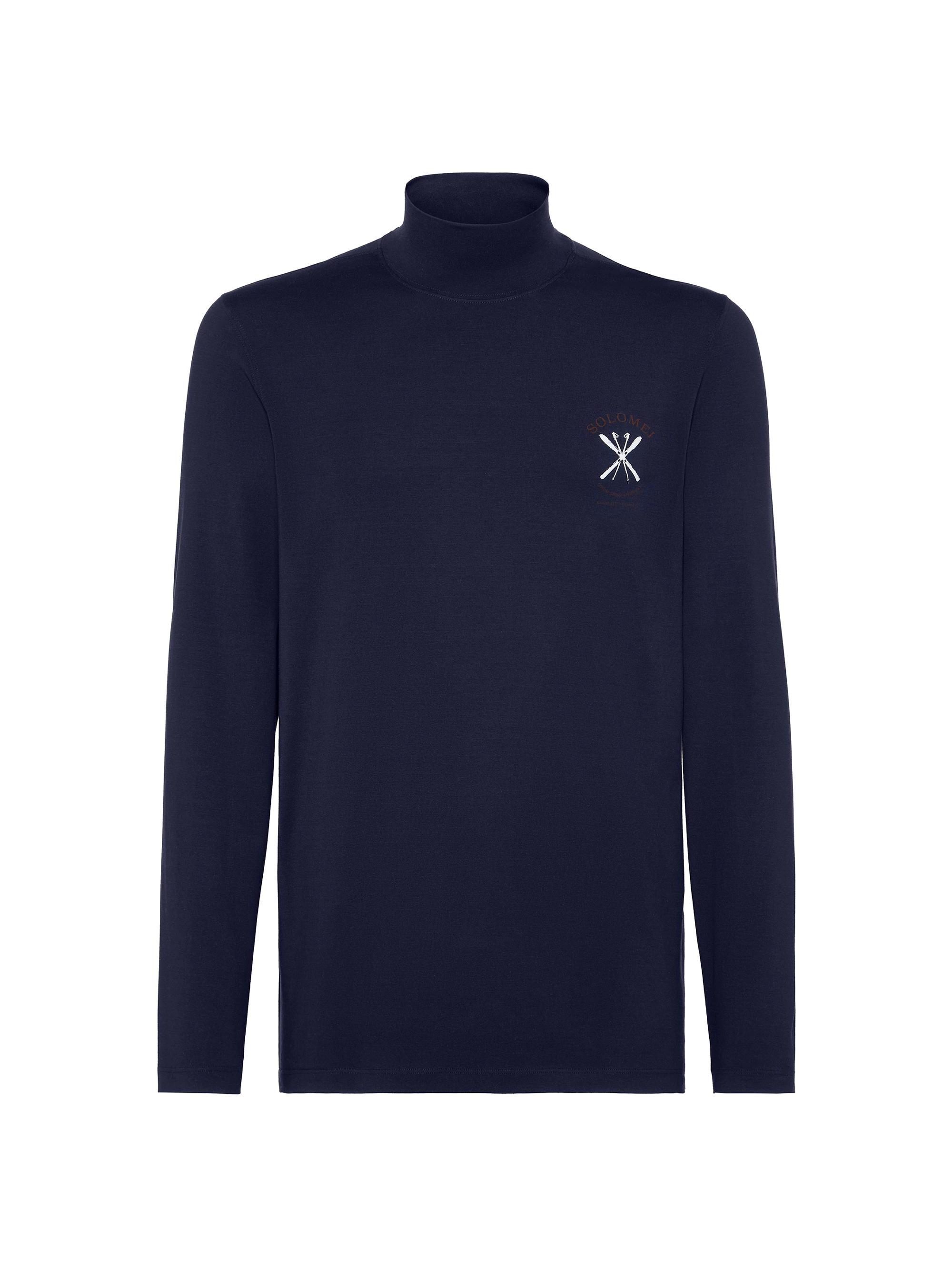 Brunello Cucinelli Stretch Silk Jersey Turtleneck T-Shirt with Print