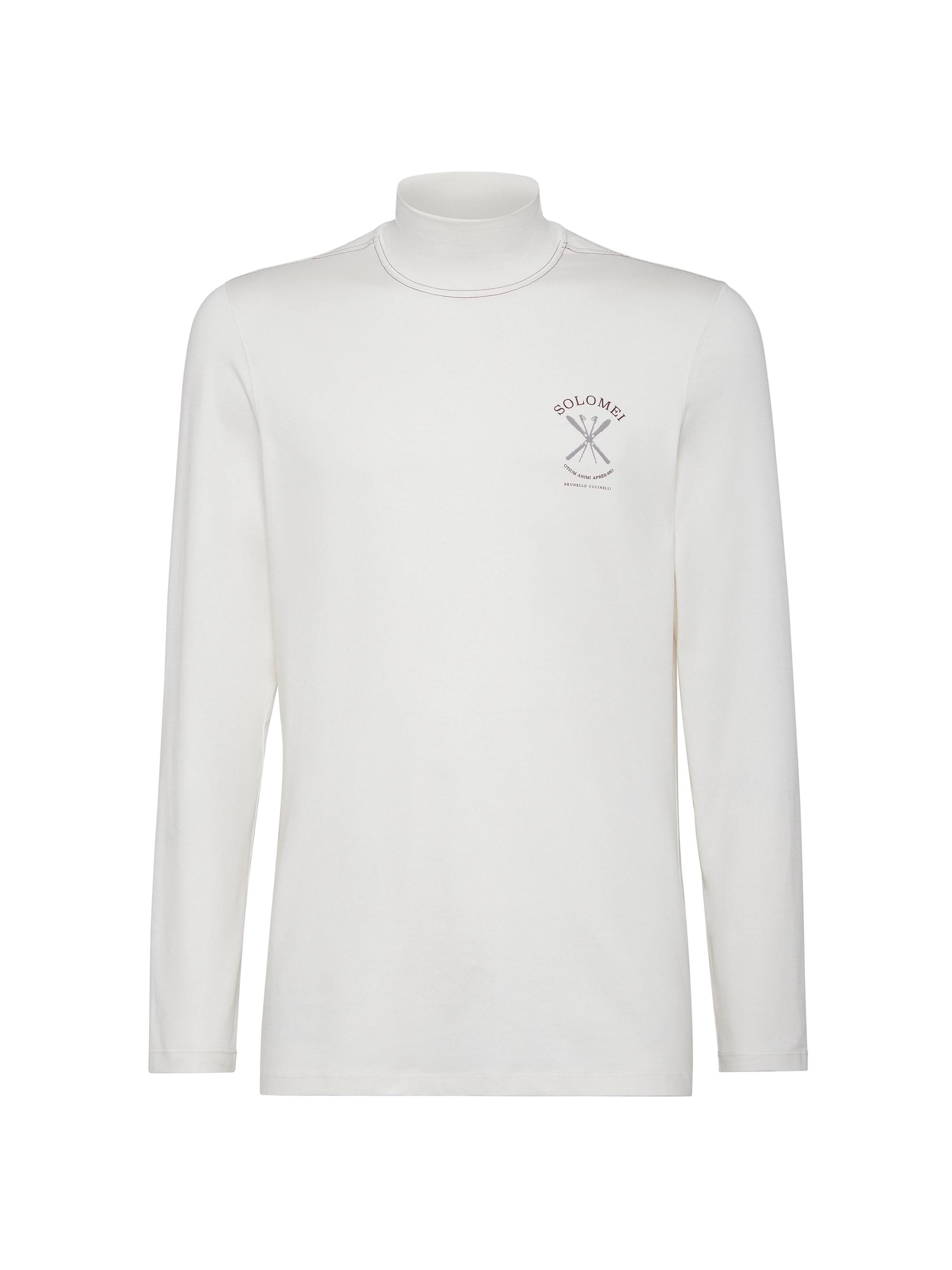 Brunello Cucinelli Men's Stretch Silk Jersey Turtleneck T-Shirt with Print - Panama