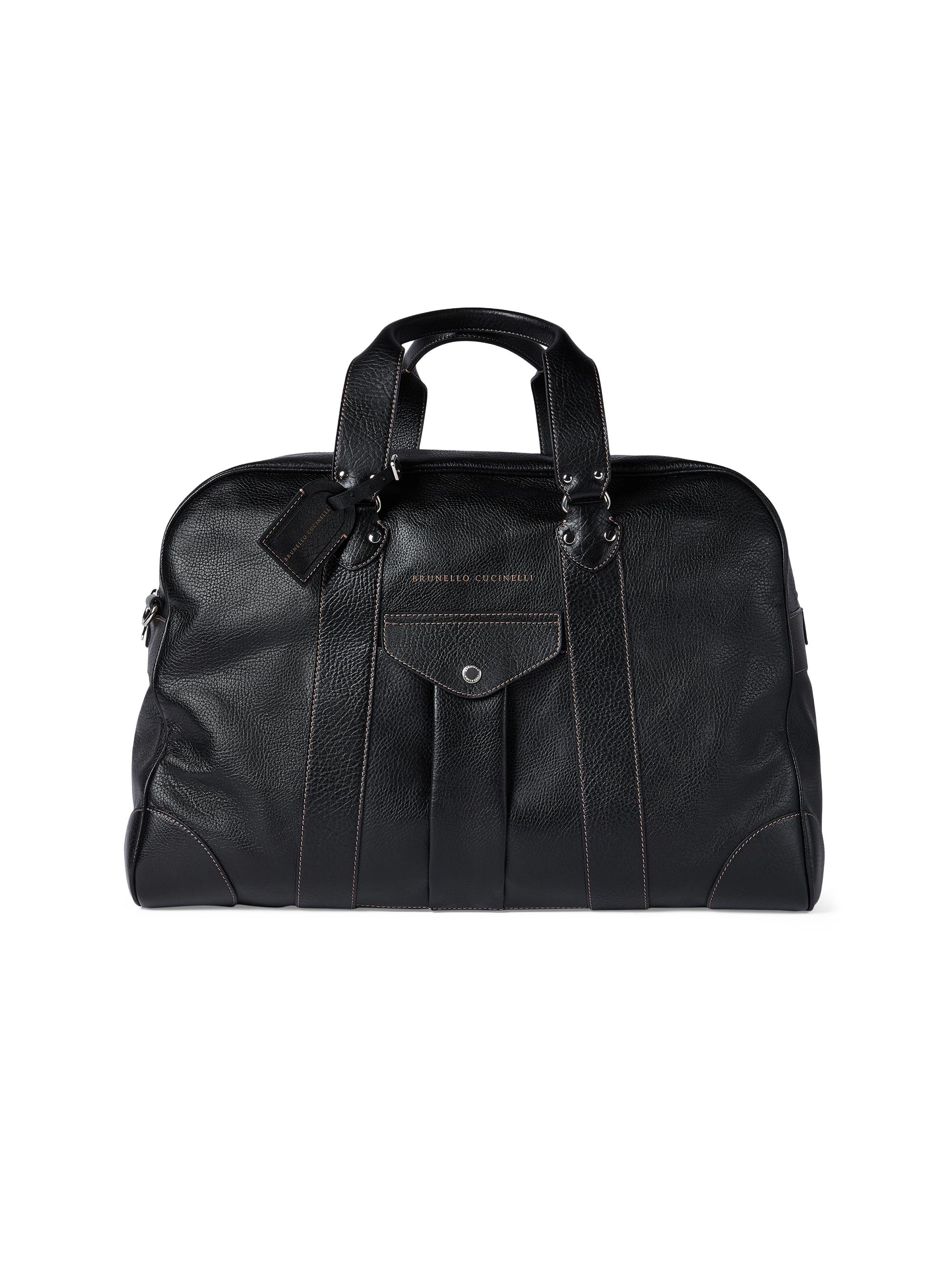 Brunello Cucinelli Men's Grained Calfskin Street Bag - Black