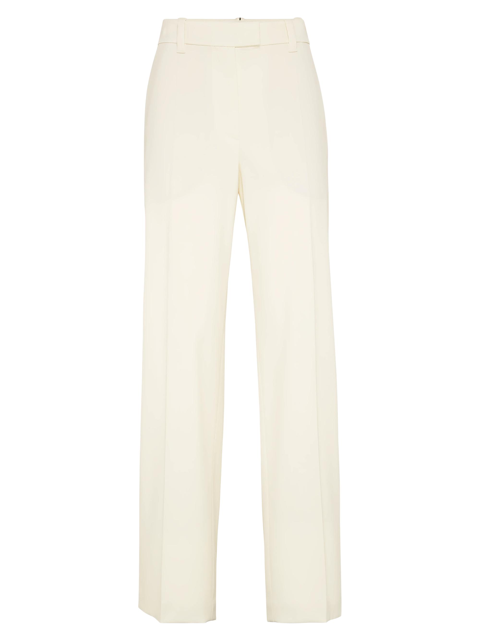 Brunello Cucinelli Women's Comfort Virgin Wool Gabardine Loose Cigarette Trousers with Monili - Milk
