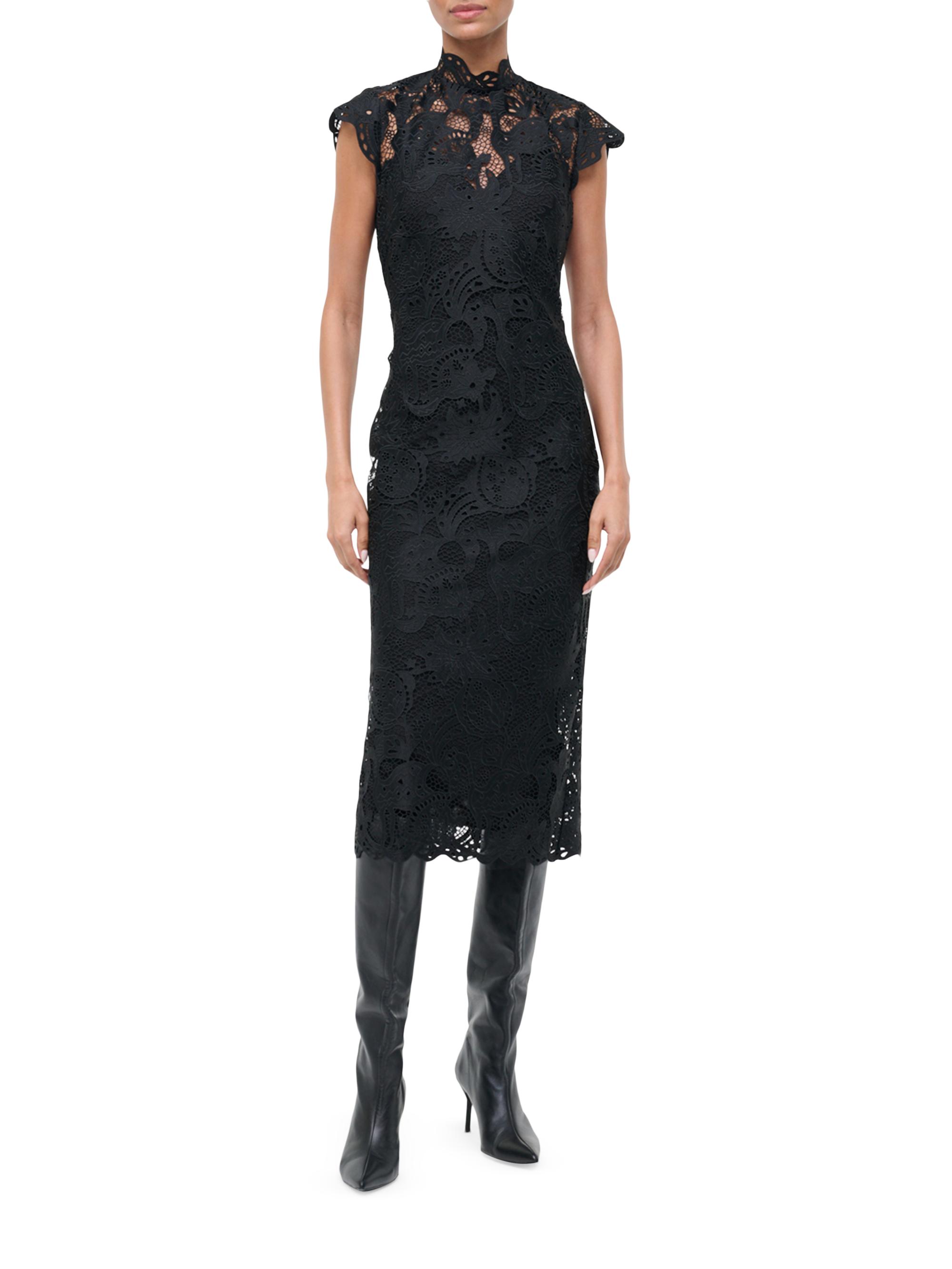 ワンピース Rosaline Lace Trimmed Dress Staud Rosaline Lace Mock Turtleneck Midi-Dress | Saks Fifth Avenue