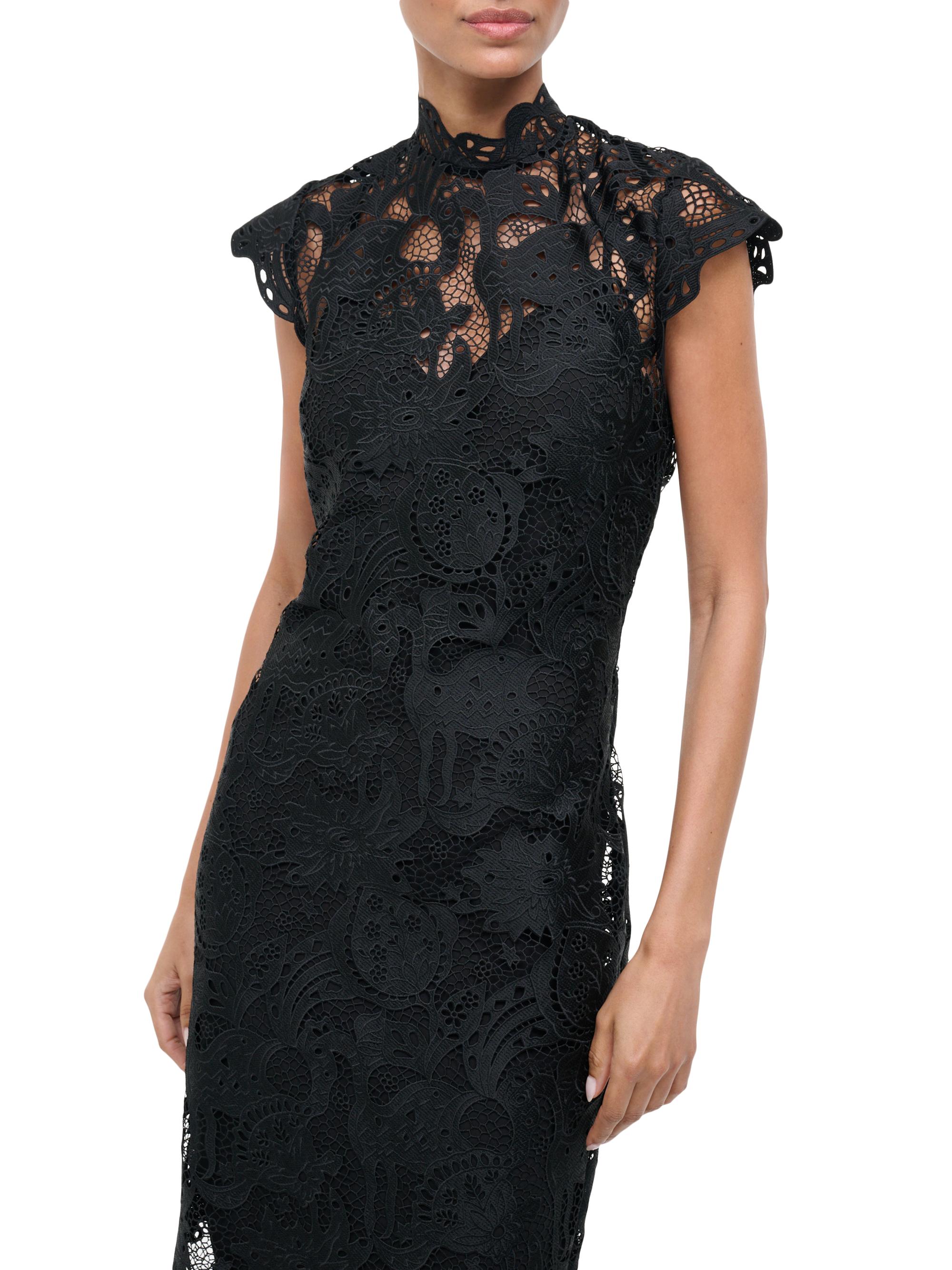 lace mock neck dress Lace Mock Neck Puff Sleeve Dress – Charming Charlie main image 1