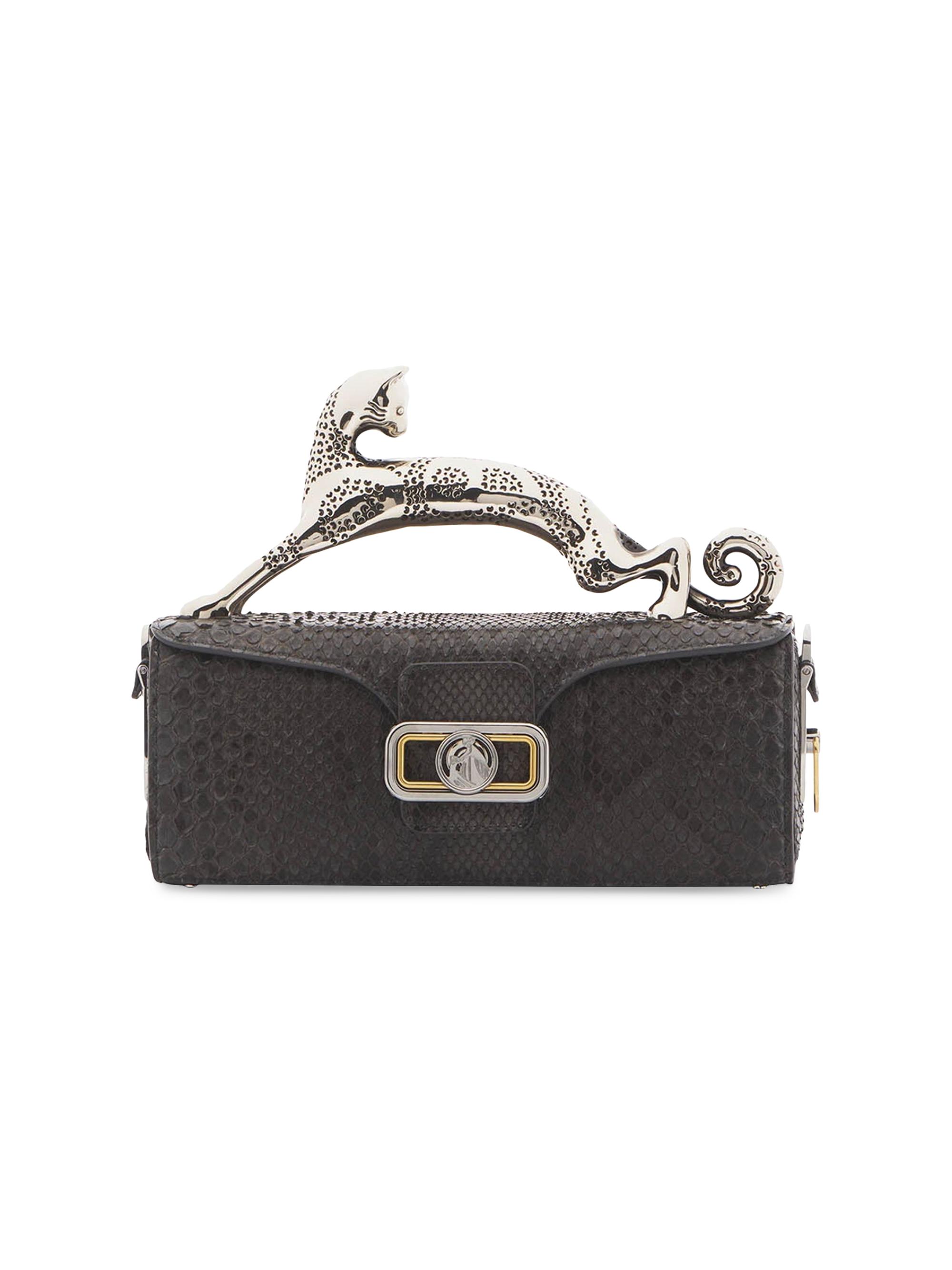 Lanvin Women's  Pencil Cat Bag Top Handle in Python - Black