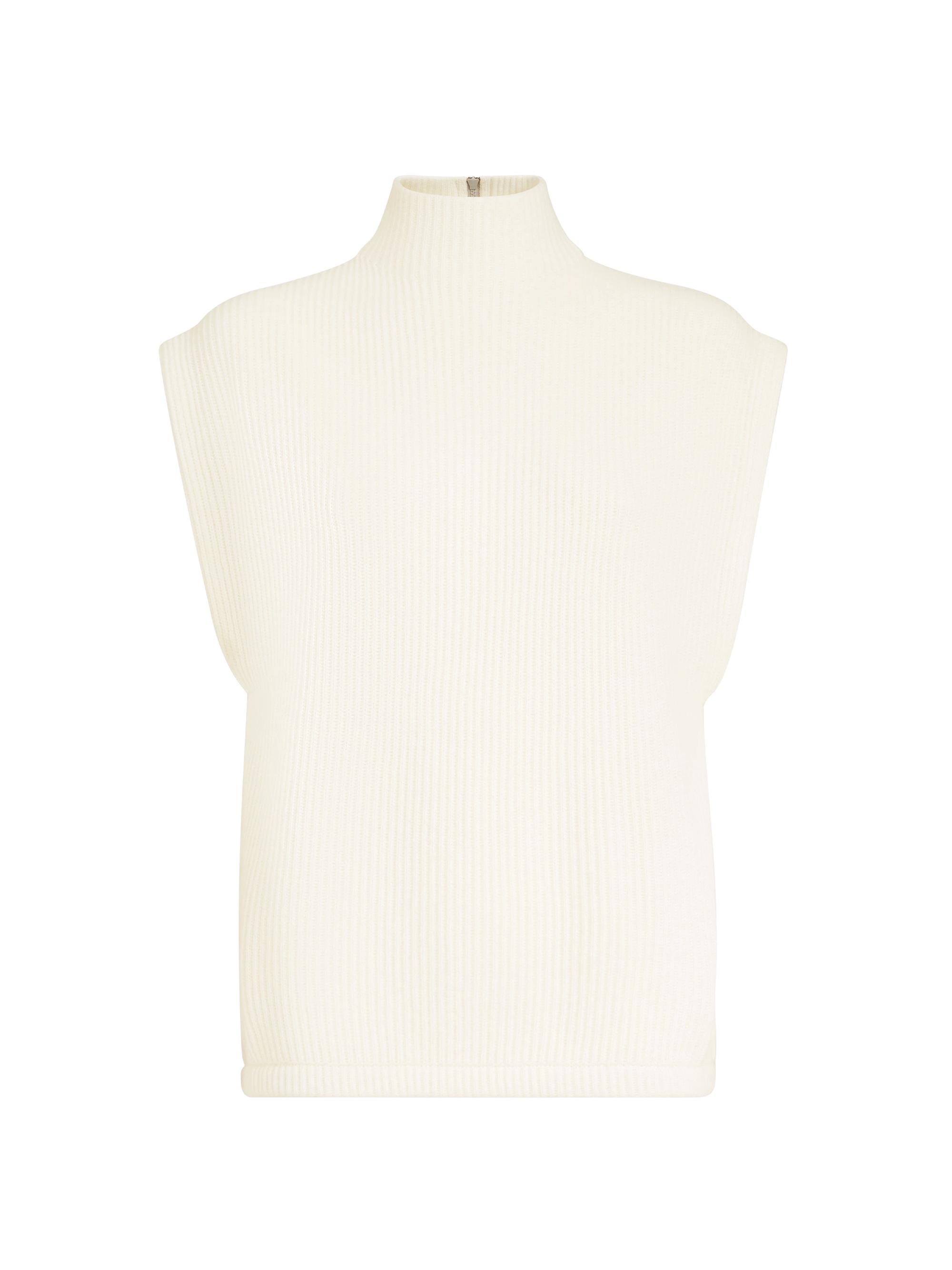 Brunello Cucinelli Women's Cashmere English Rib Knit Sleeveless Turtleneck Sweater - Camel