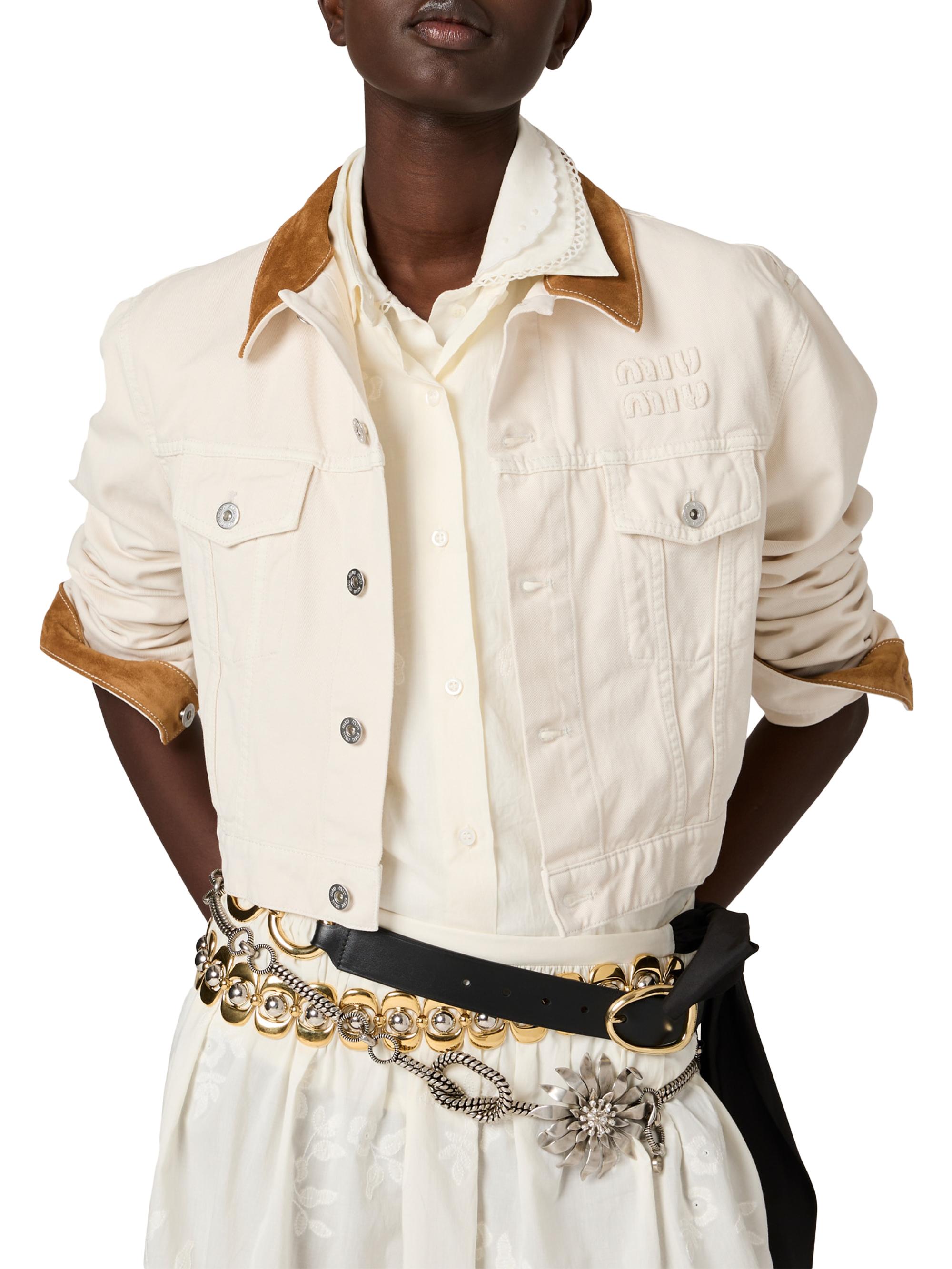 Miu Miu Denim and Leather Blouson Jacket | Saks Fifth Avenue