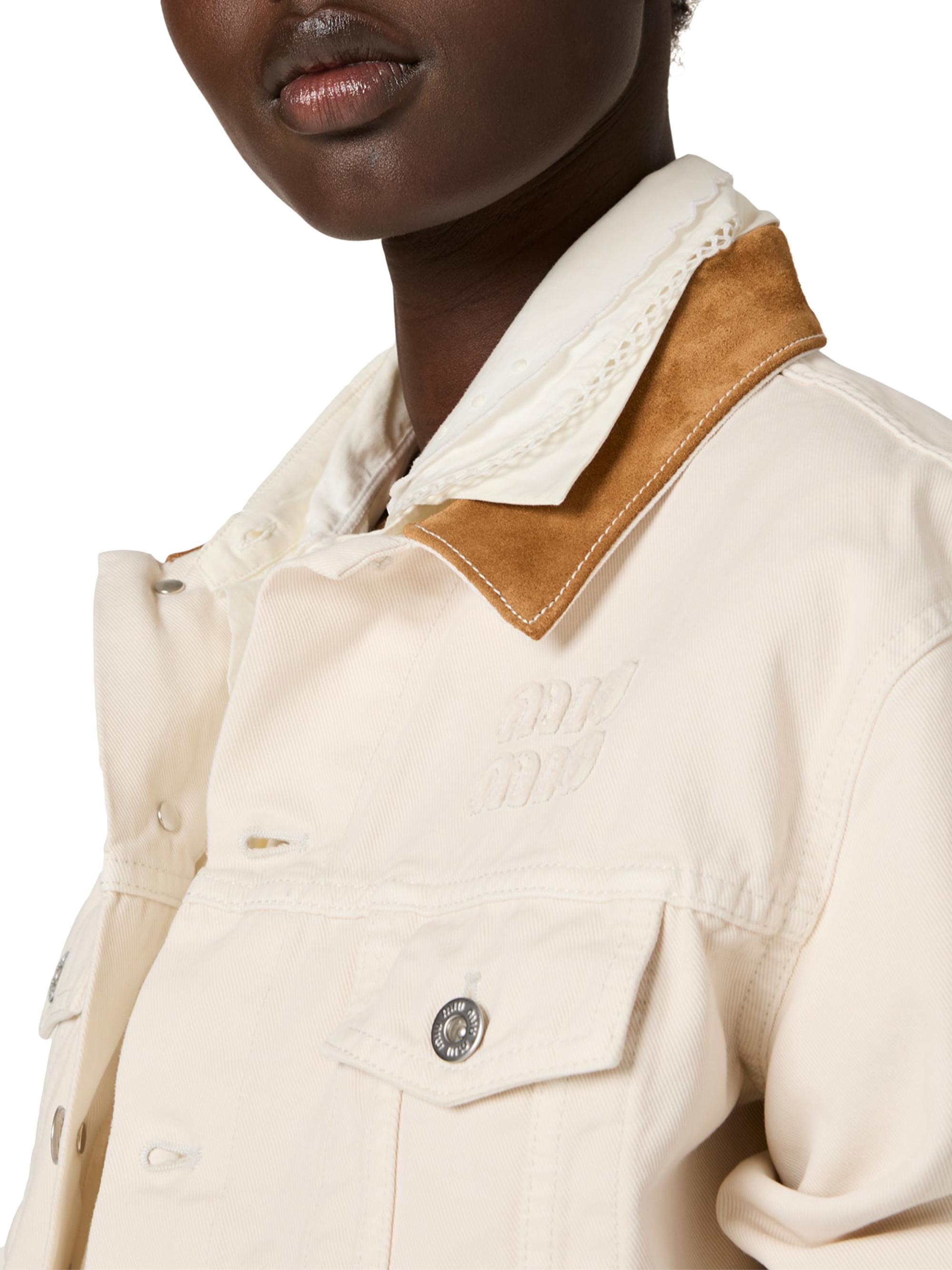 Miu Miu Denim and Leather Blouson Jacket | Saks Fifth Avenue