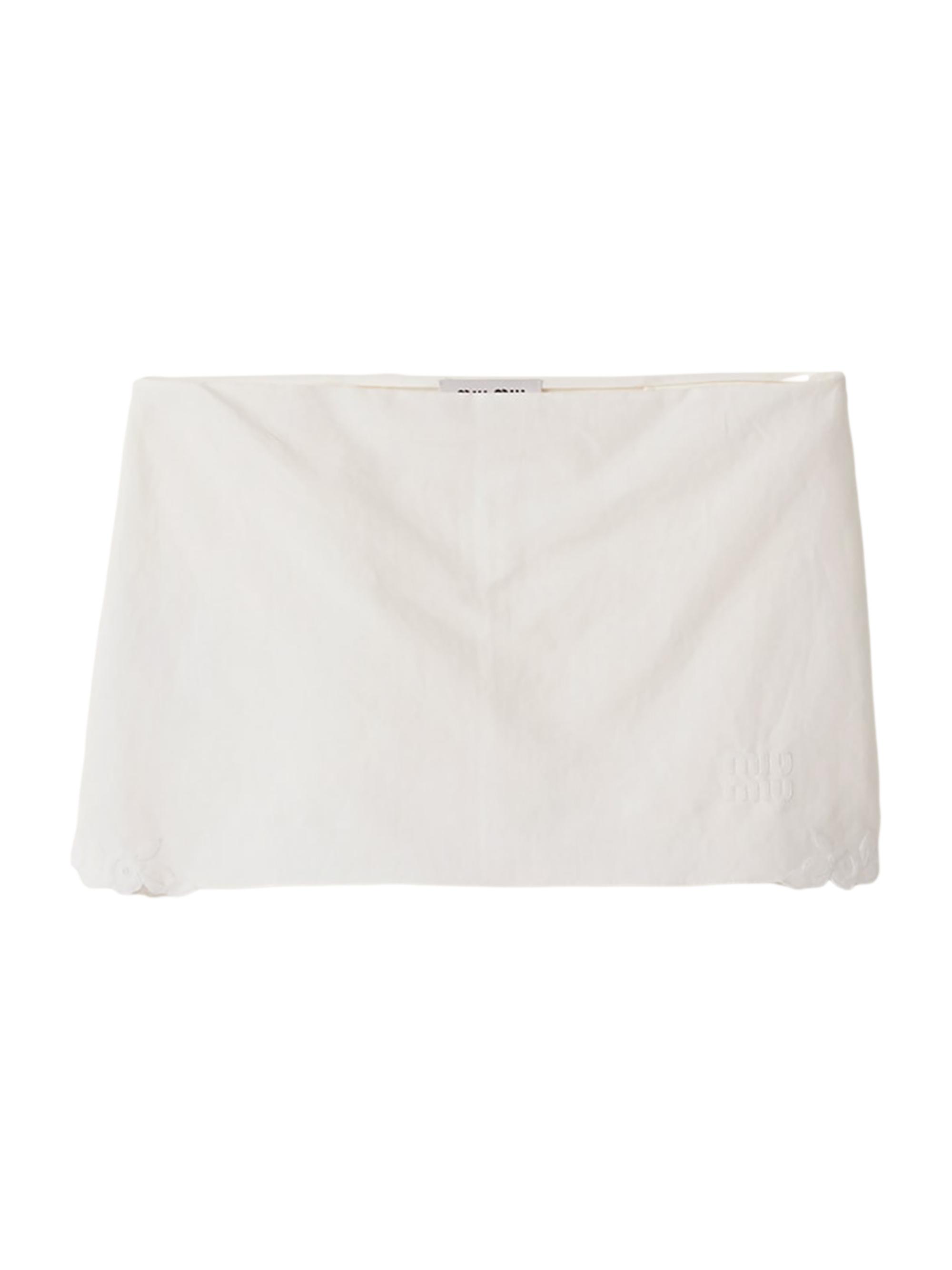 Miu Miu Women's Embroidered Slubbed Canvas Mini Skirt - Beige Khaki