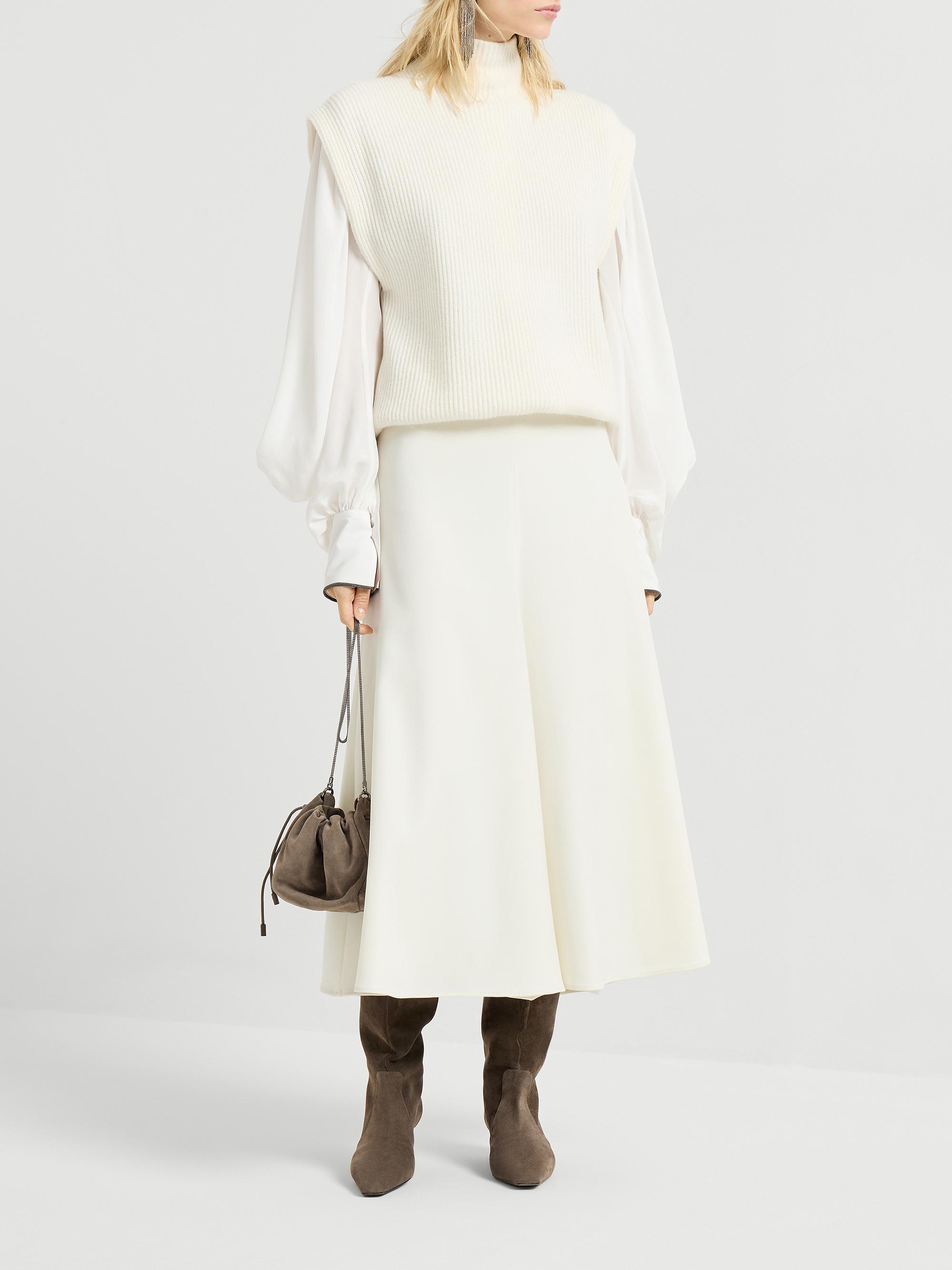 Brunello Cucinelli Comfort Virgin Wool Gabardine Flute Skirt