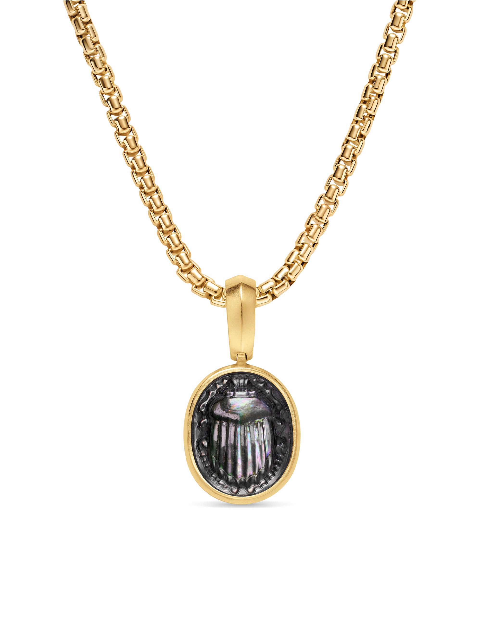 David Yurman Women's Petrvs Micro Scarab Amulet in 18K Yellow Gold - Black Mother Of Pearl