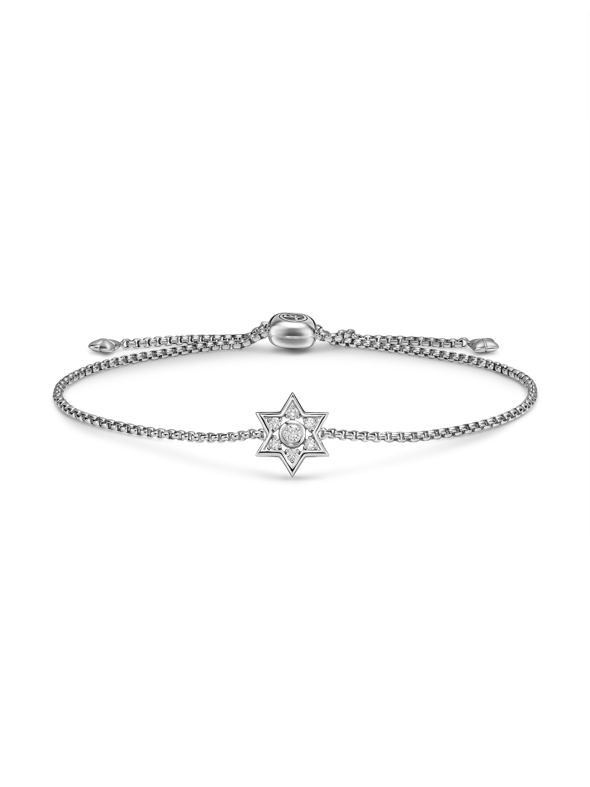 David Yurman Women's Star of David Station Bracelet in Sterling Silver with Diamonds 12MM - Diamond