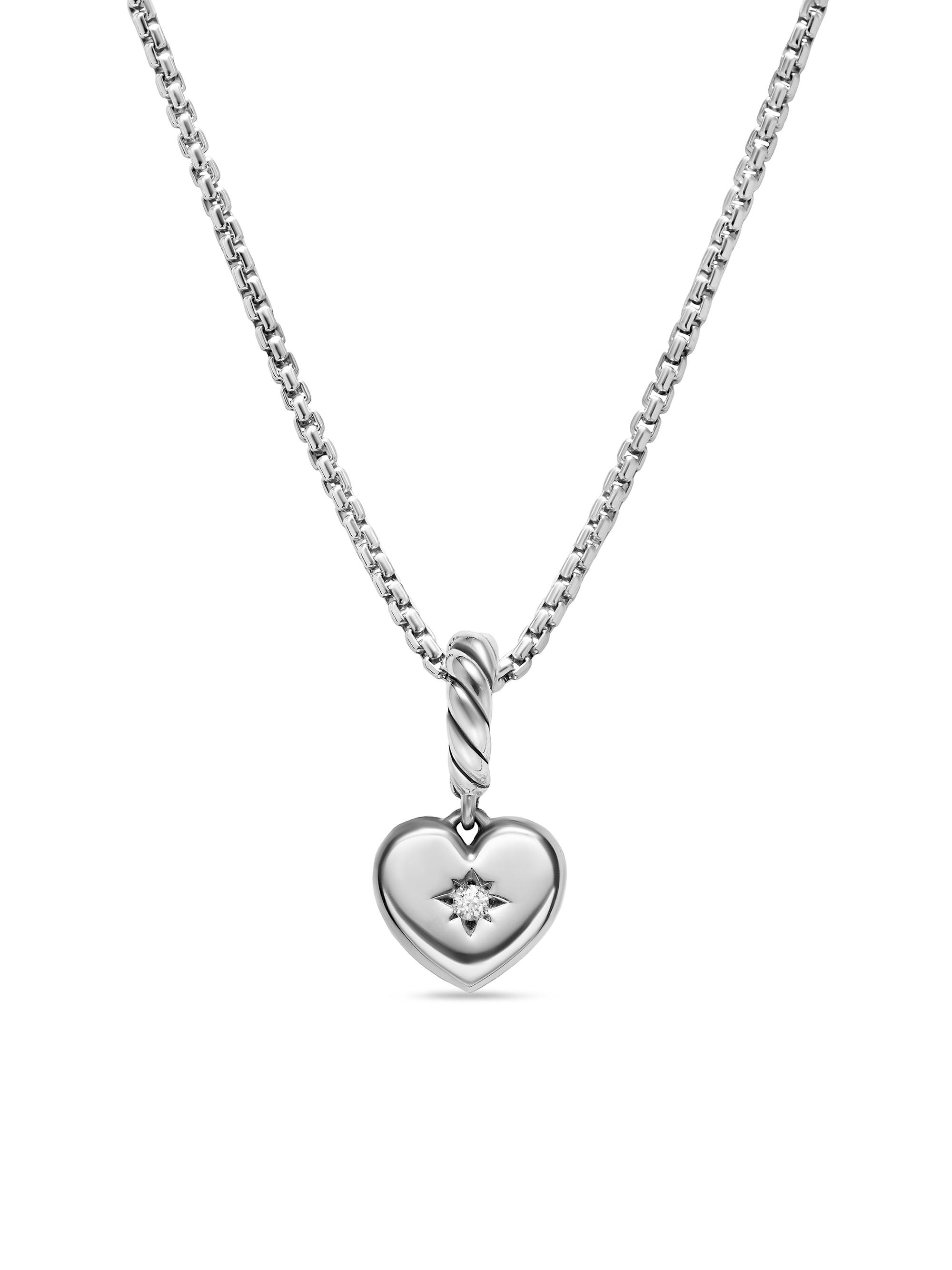 David Yurman Women's Petite Compass Heart Amulet in Sterling Silver with Diamond, 7.4MM - Silver
