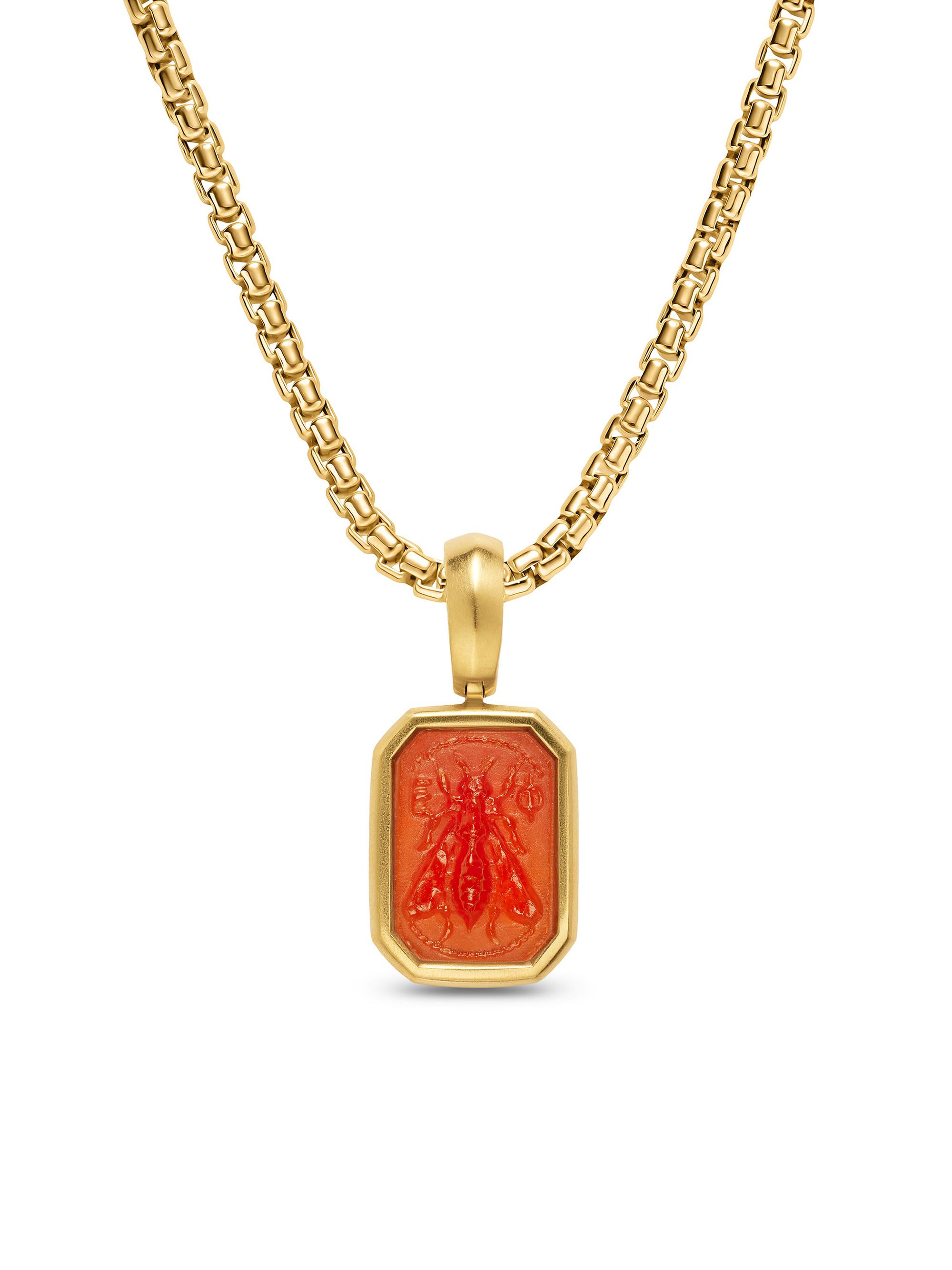 David Yurman Women's Petrvs Micro Bee Amulet in 18K Yellow Gold with Carnelian 12.8MM - Carnelian