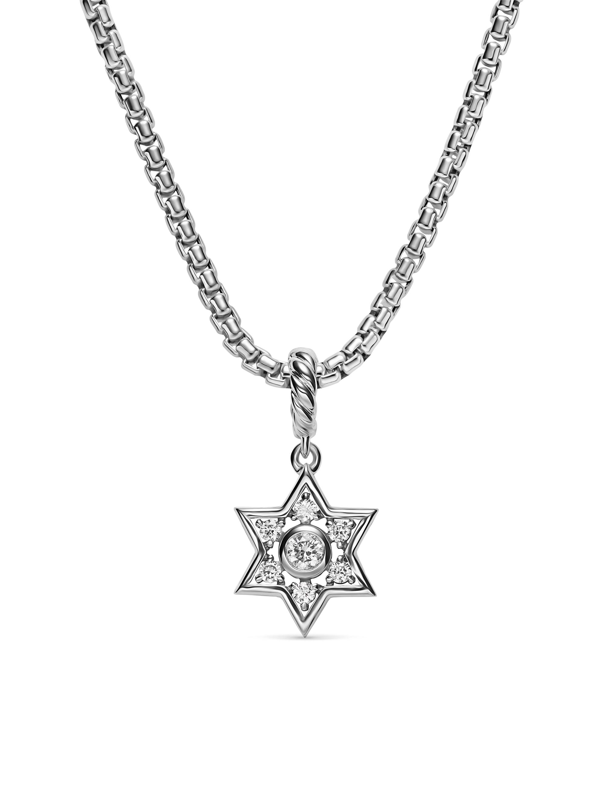 David Yurman Women's Petite Star of David Pendant in Sterling Silver with Diamonds, 12MM - Diamond