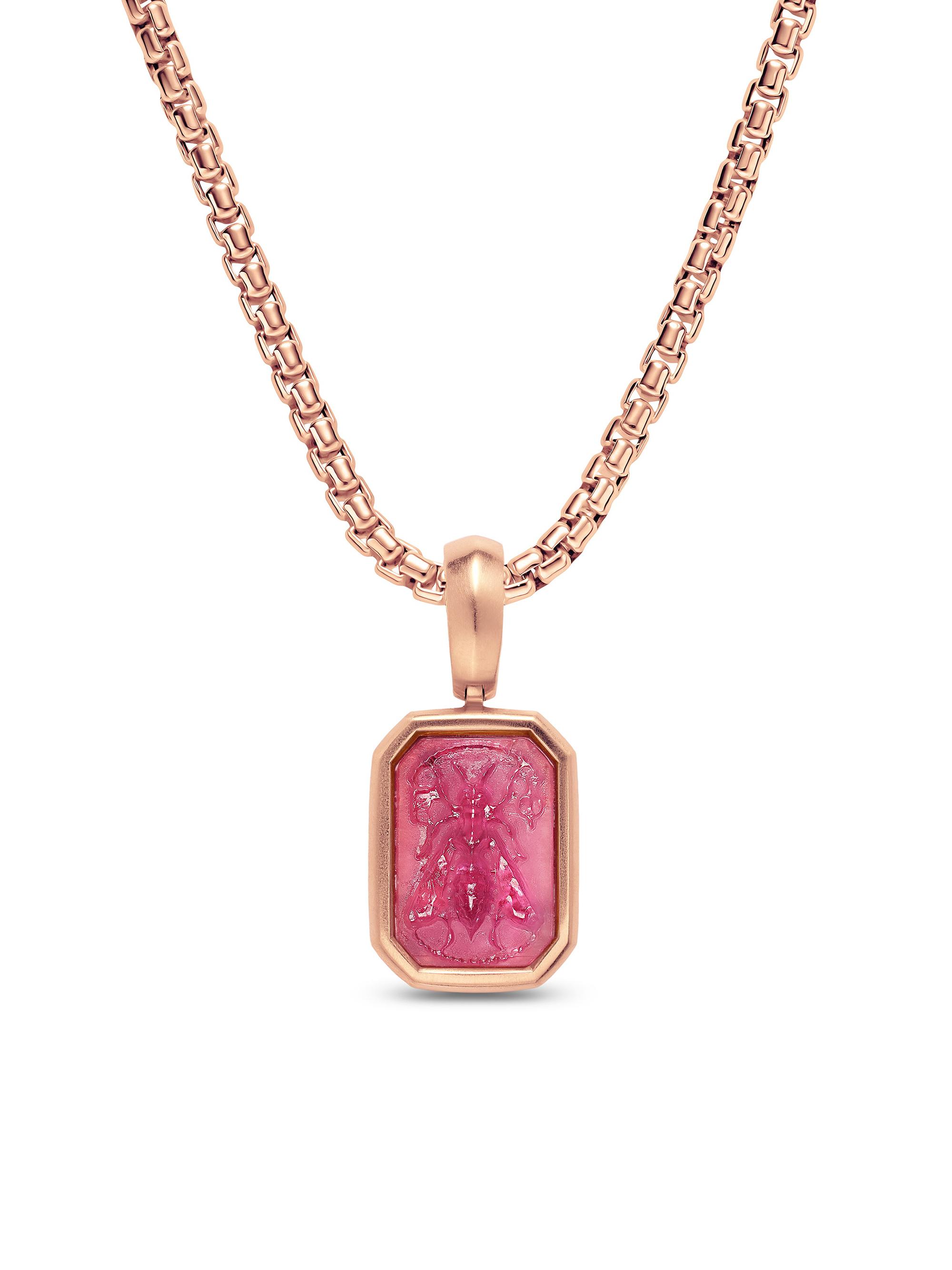 David Yurman Women's Petrvs Micro Bee Amulet in 18K Rose Gold with Rubellite, 12.8MM - Rubellite