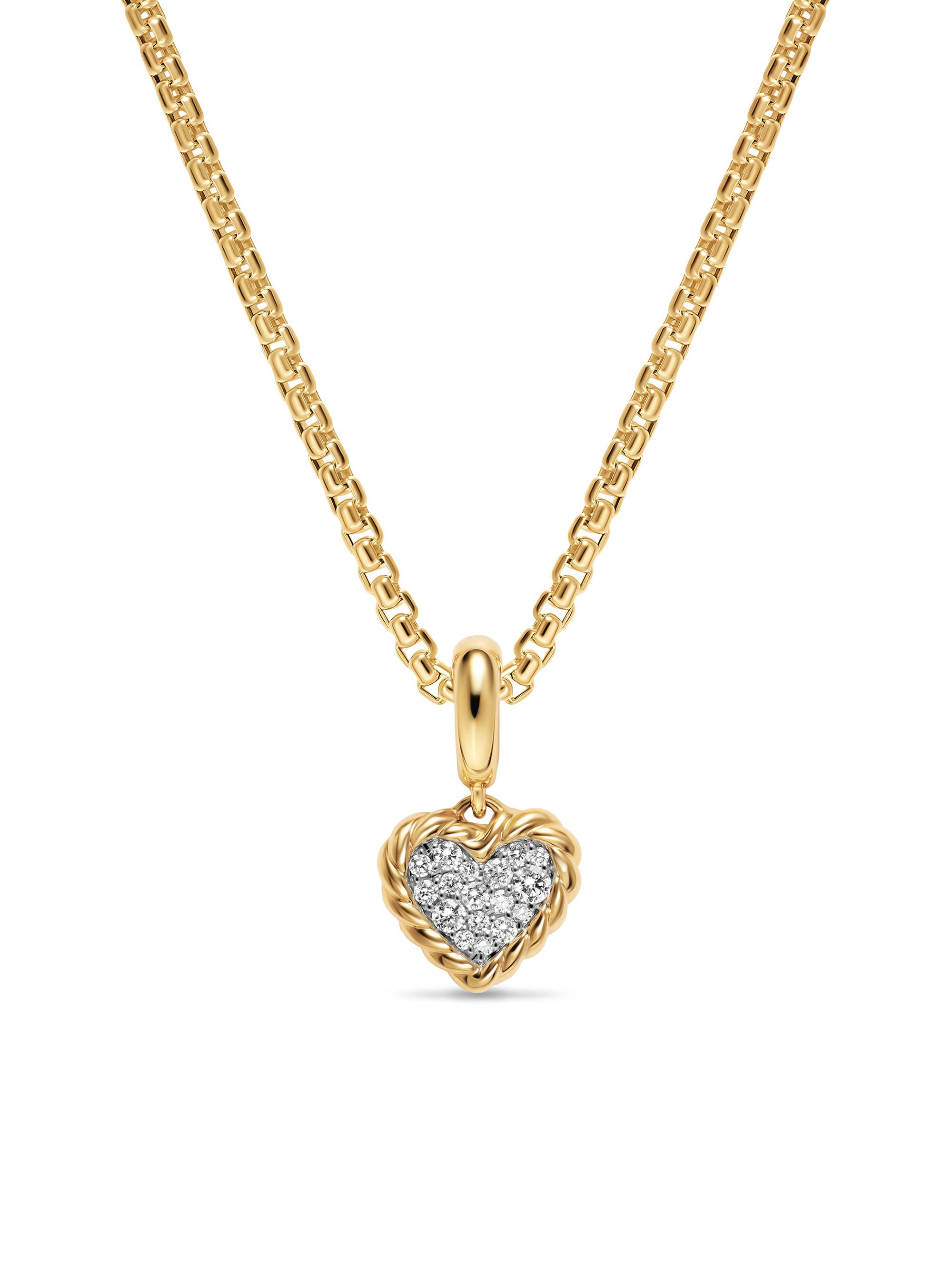 David Yurman Women's Petite Elements Heart Plate Pendant in 18K Yellow Gold with Diamonds 8.2MM - Diamond