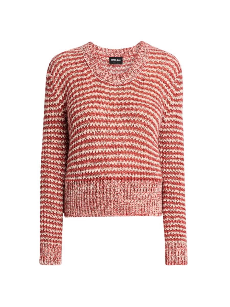 Giorgio Armani Women's Striped Linen-blend Sweater In White
