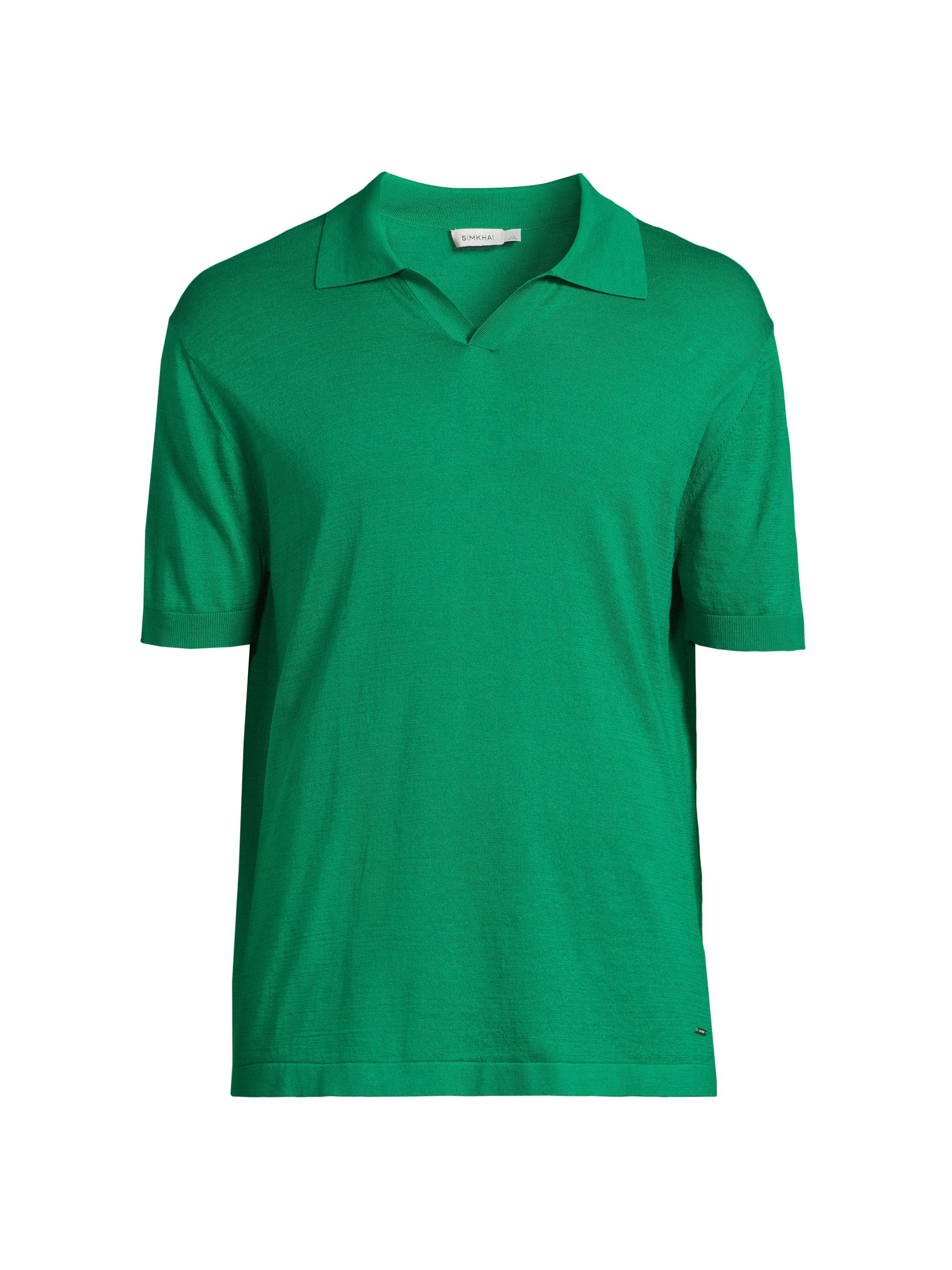 SIMKHAI Men's Conan Cotton-Blend Polo Shirt - Sea Green